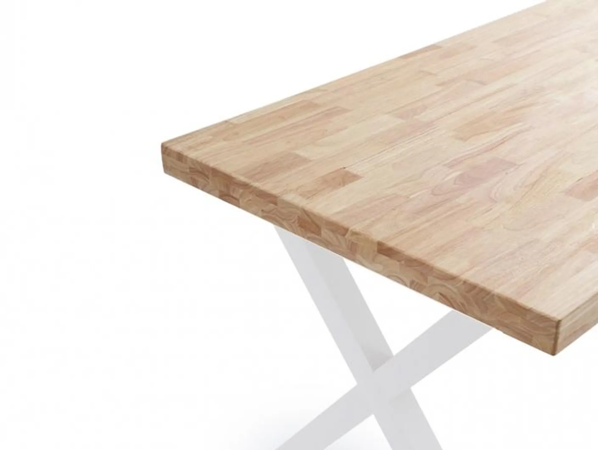 Mesa de comedor fija de 140 cm patas en X color roble-blanco