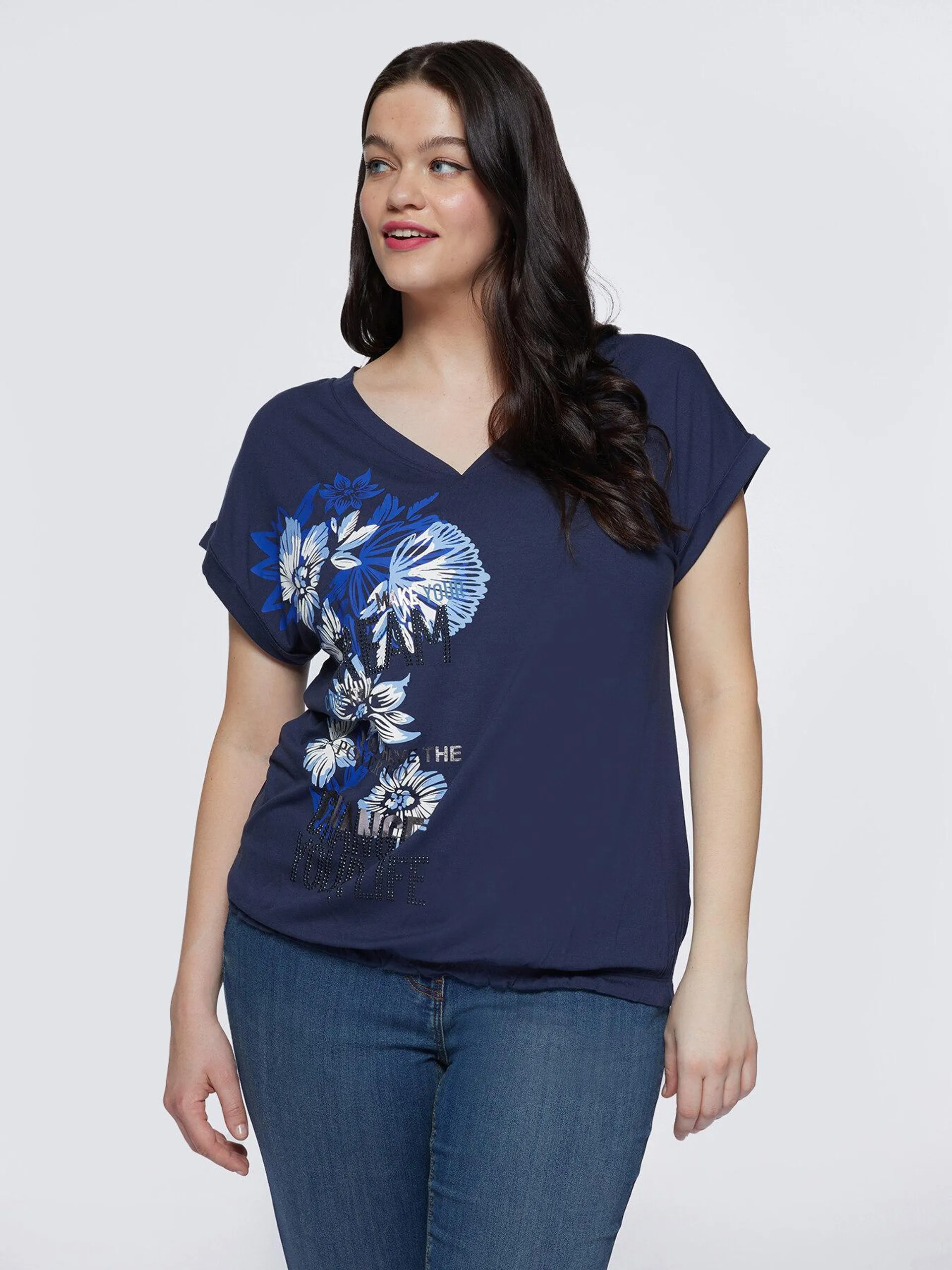 Camiseta con estampado de flores