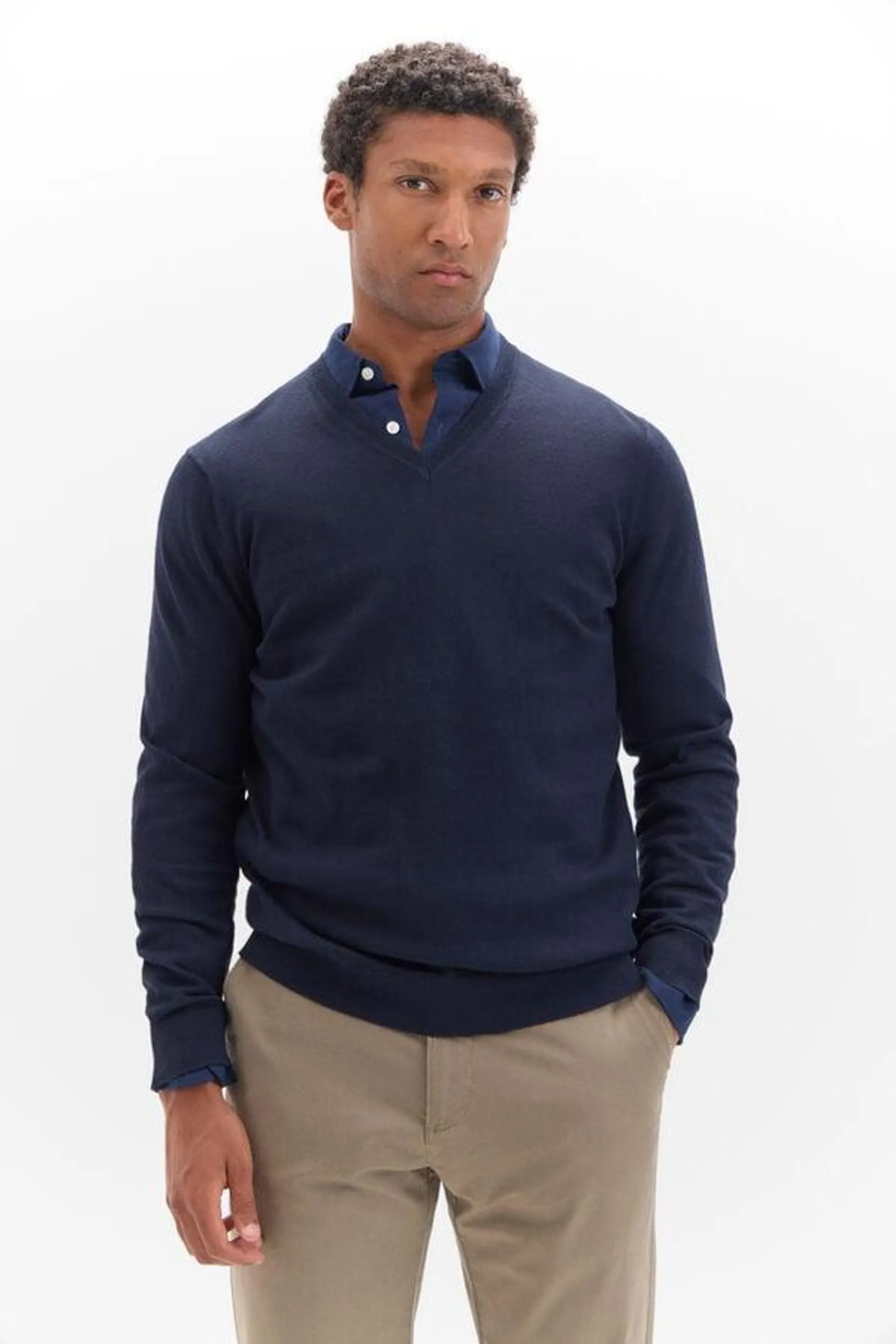 Jersey algodón cashmere cuello pico