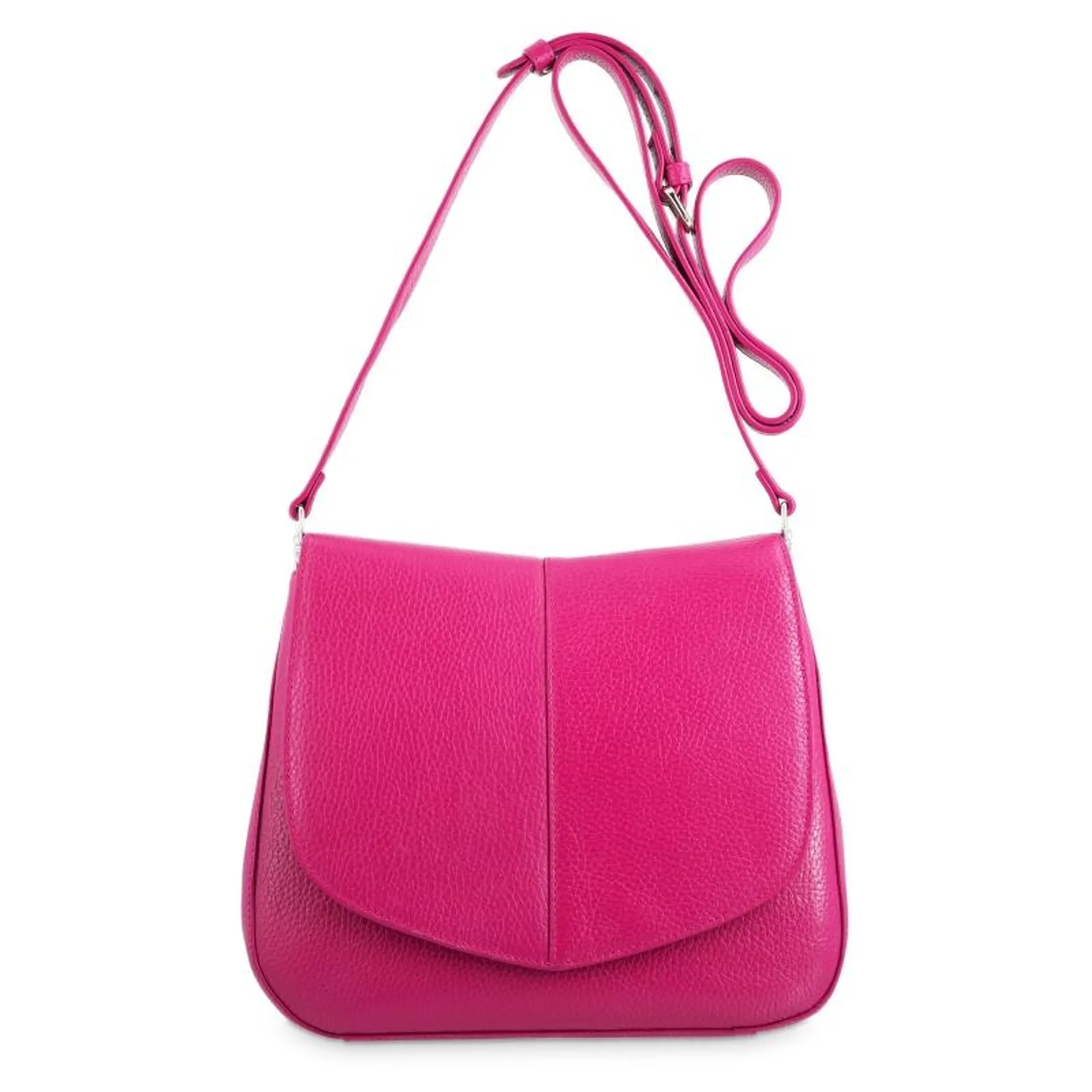 Bolso solapa piel vacuno color rosa-Iris