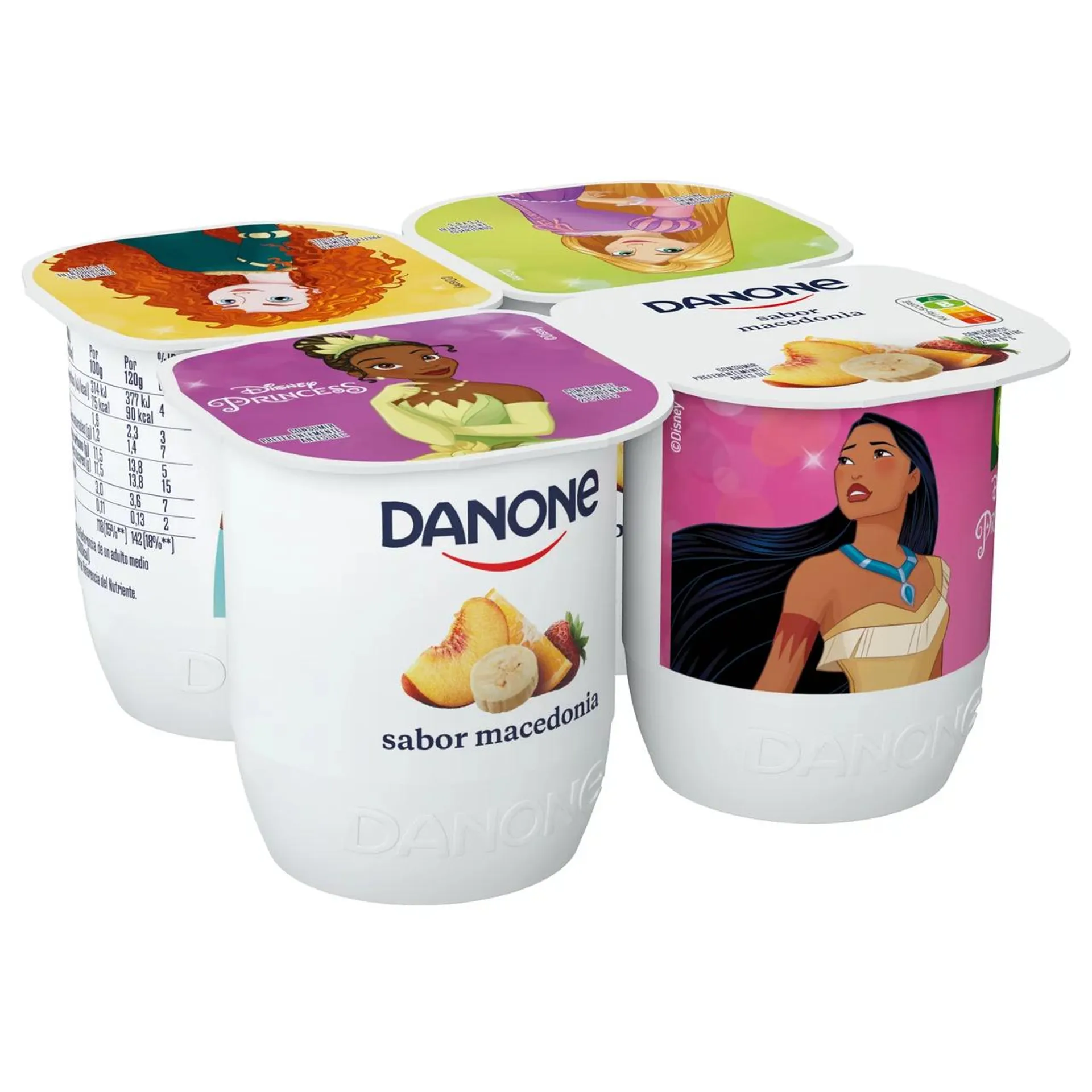 DANONE Yogur con sabor a macedonia, elaborado con fermentos naturales 4 x 120 g.