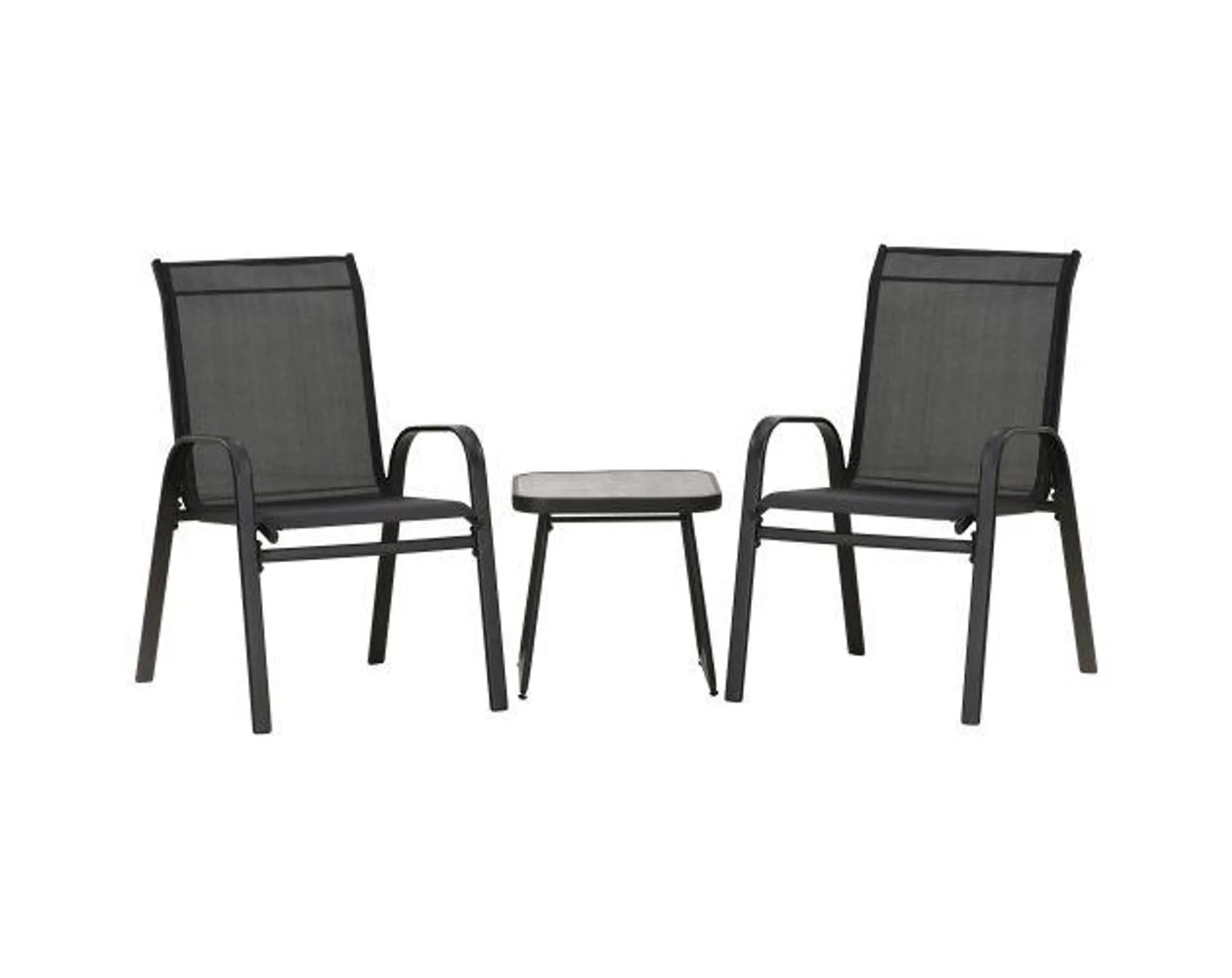 Muebles de jardín textilene, acero, plástico spc negro 68x57,5x93 cm