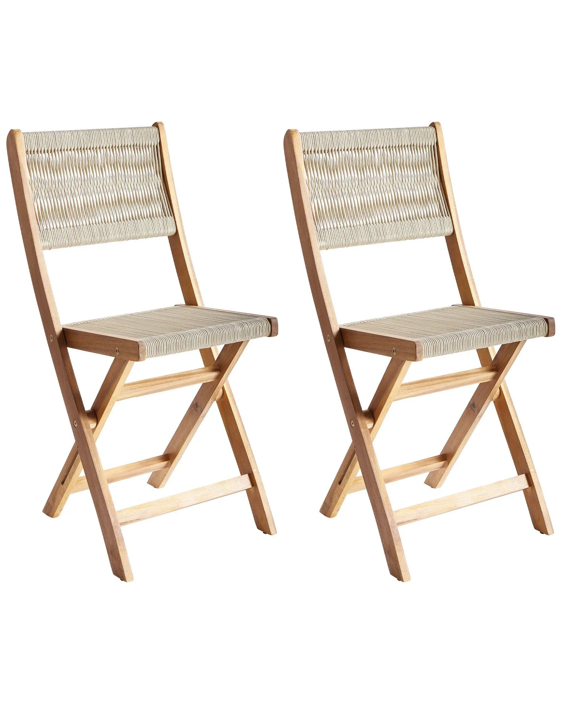 Conjunto de 2 sillas de jardín PROSSEDI plegable Madera de acacia Beige