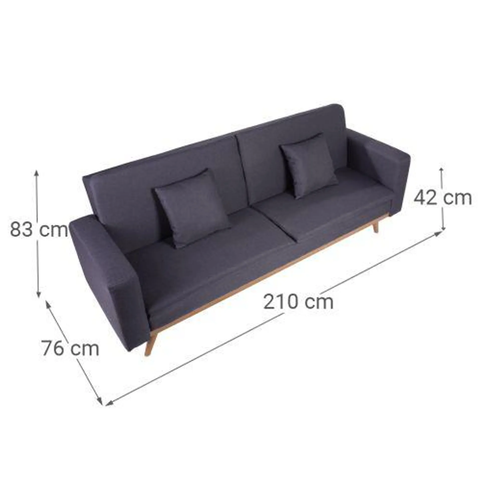 Sofá Cama Clic Clac con Patas de Metal Símil Madera VICTOR