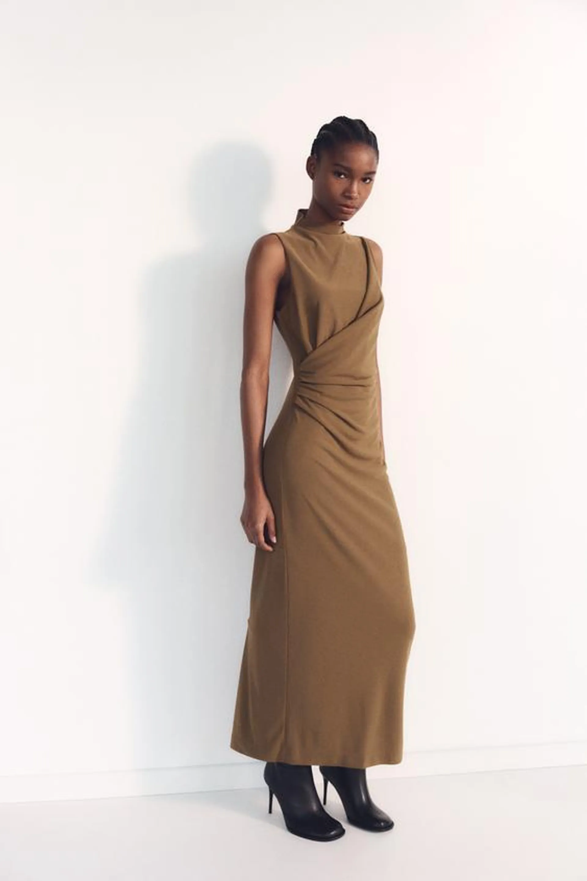 DRAPED MIDI DRESS