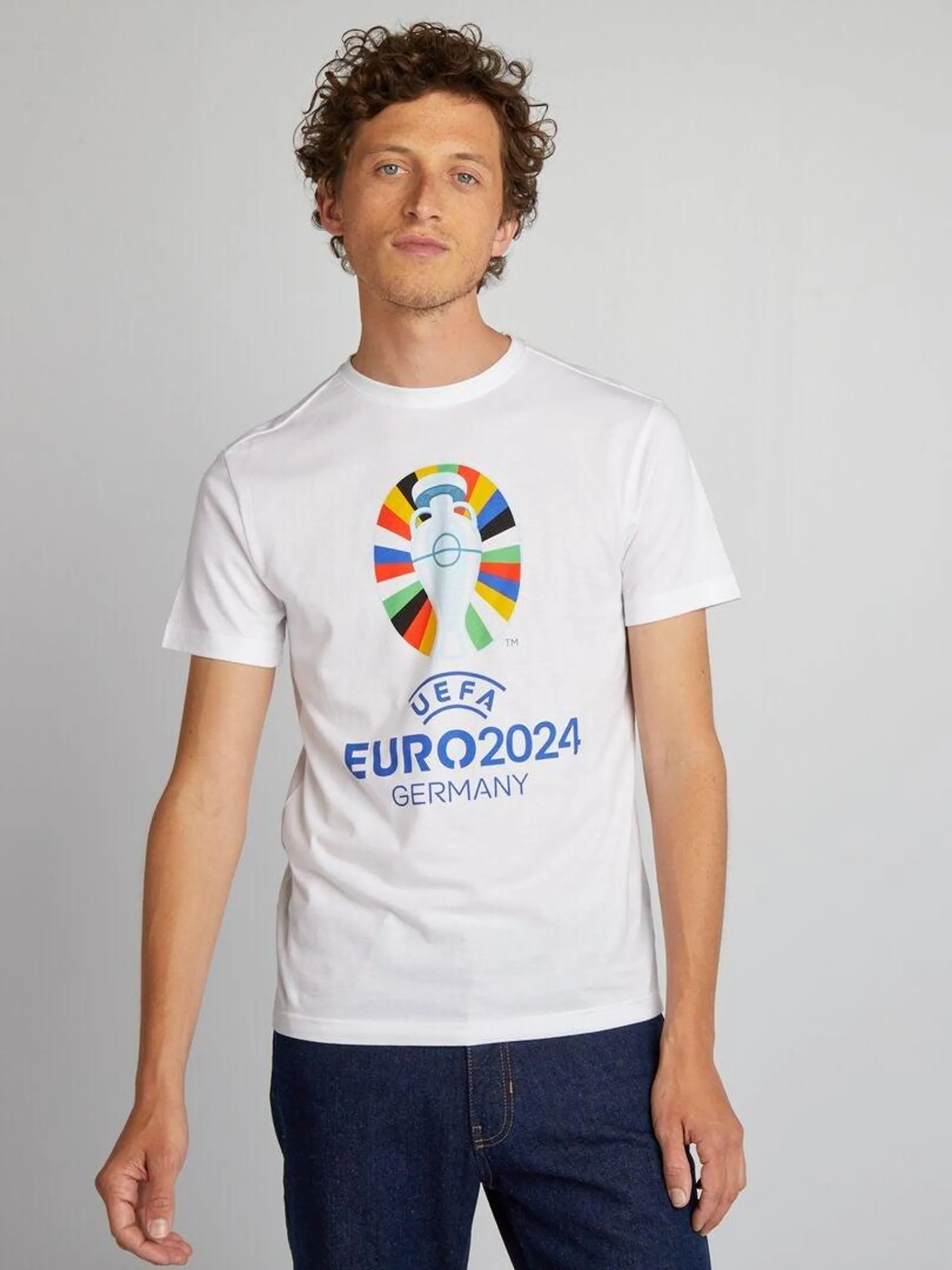 T-shirt en coton à manches courtes 'Euro 2024' - Blanc