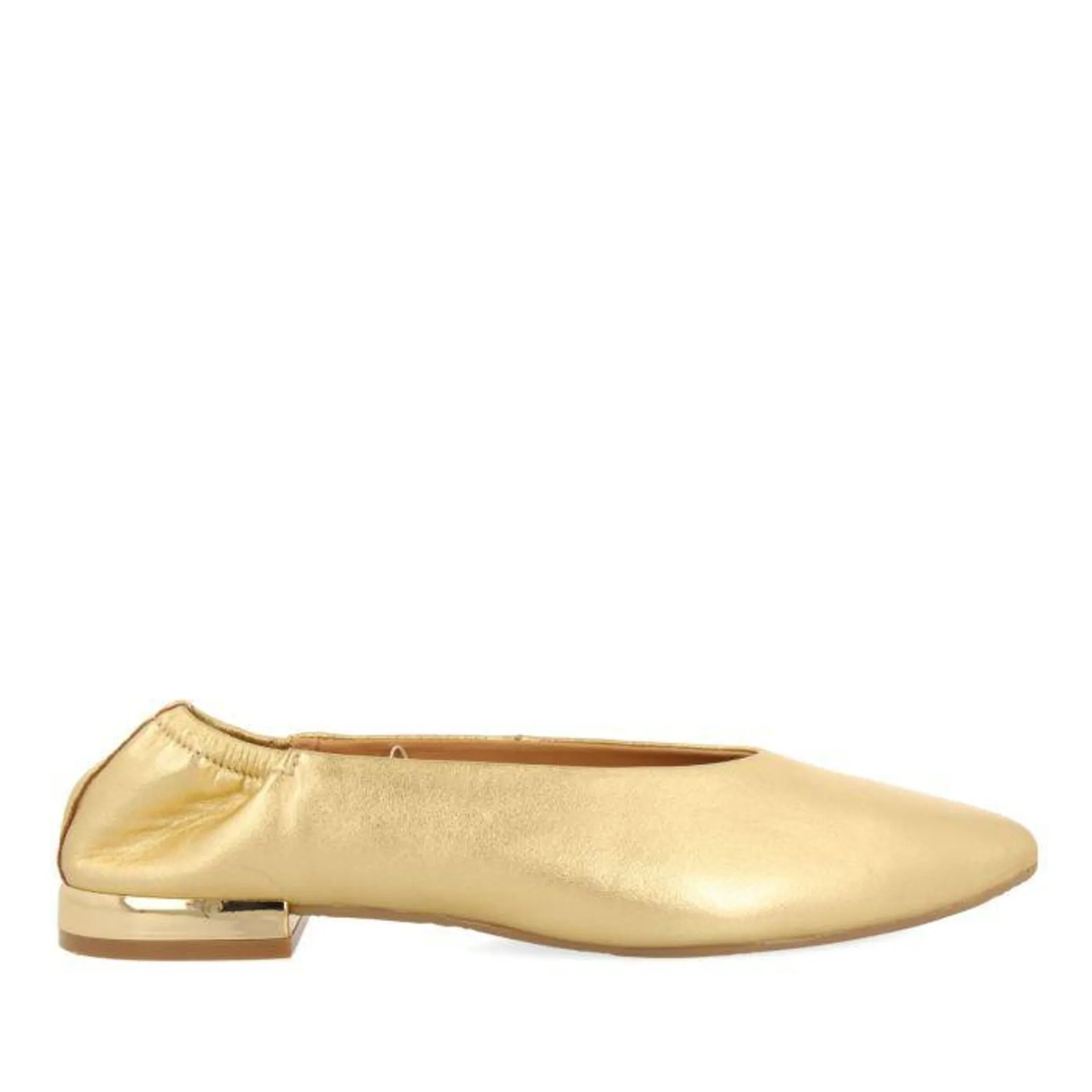 GOLDEN SKIN BALLERINAS WITH FINE POINT AND RUFFLED HEEL FOR WOMEN GUATAY