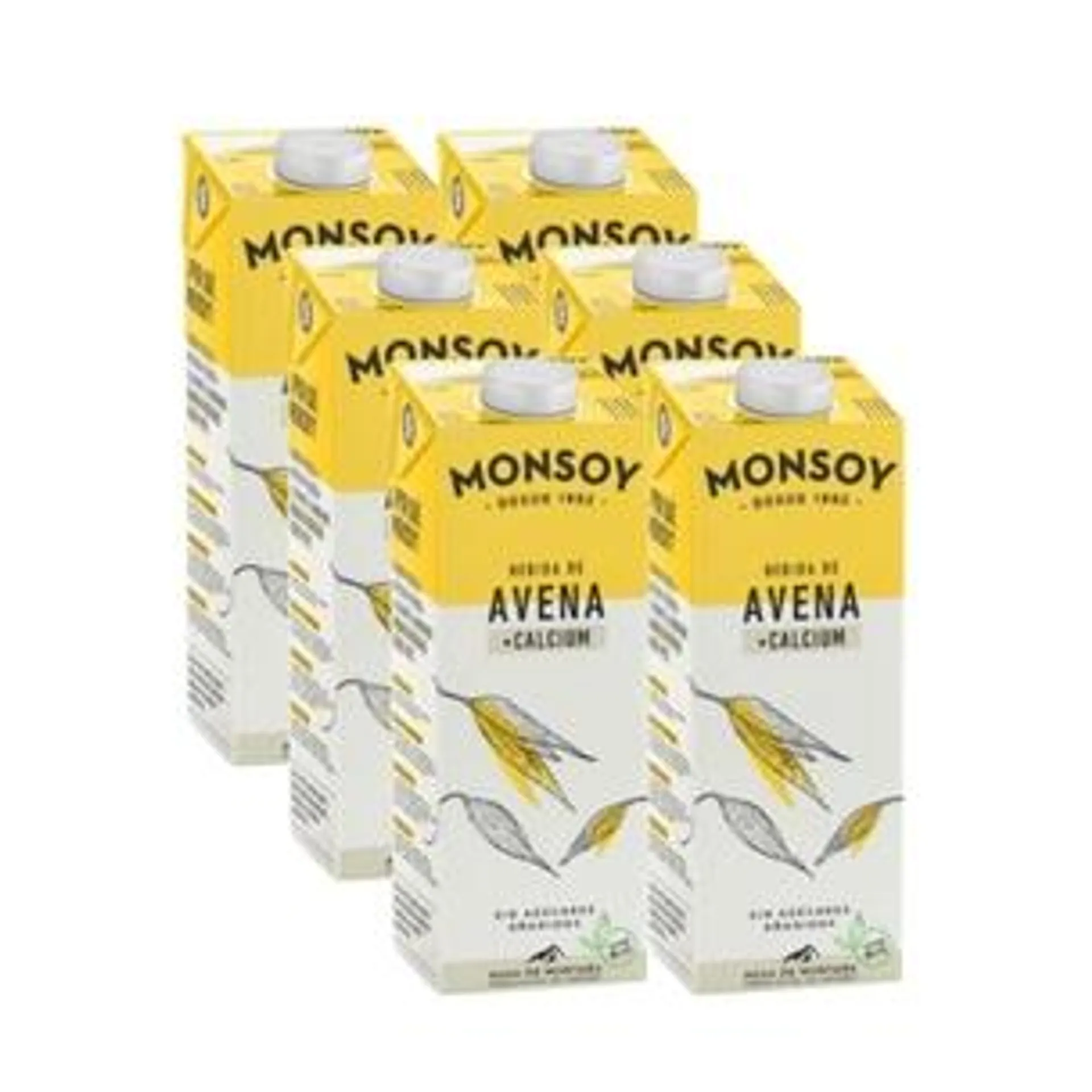 Pack 6uds Bebida Avena con Calcio BIO Monsoy 1 L