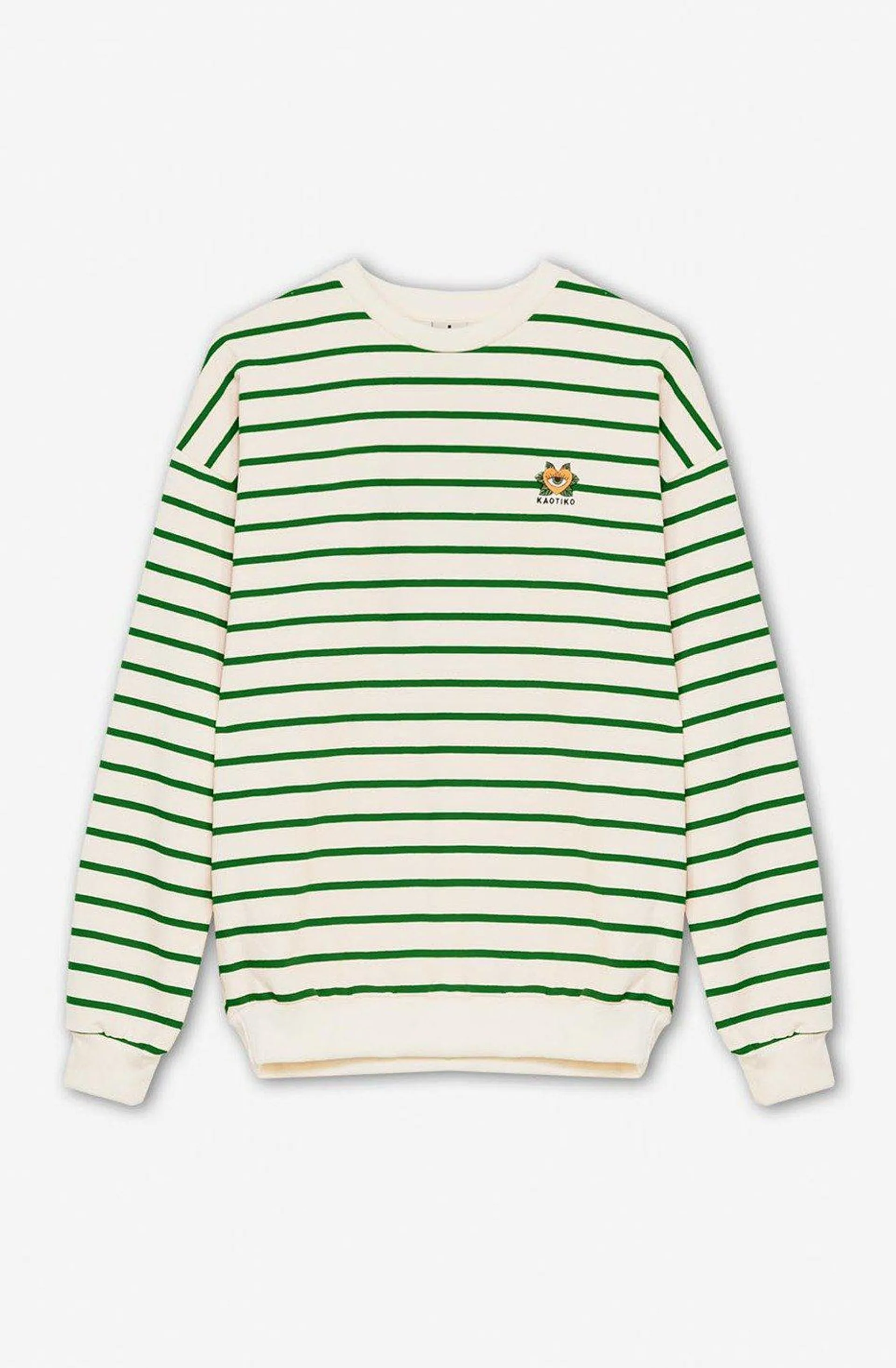 Sudadera Heart Stripes Green/ Ivory