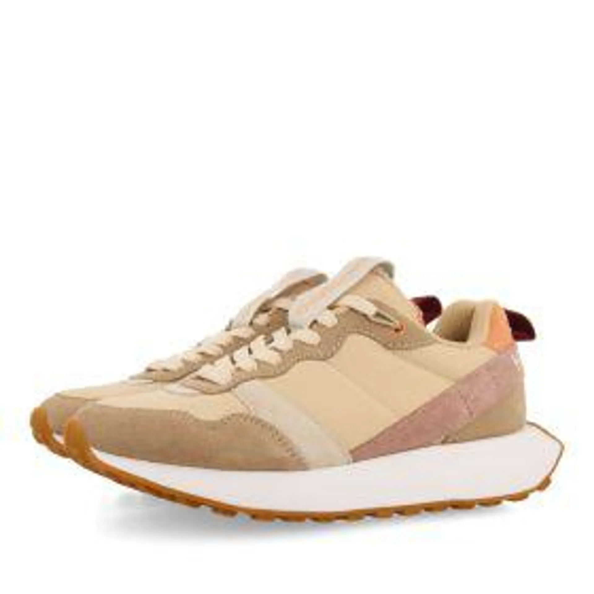 Chacao women's beige retro-style sneakers with multicoloured details