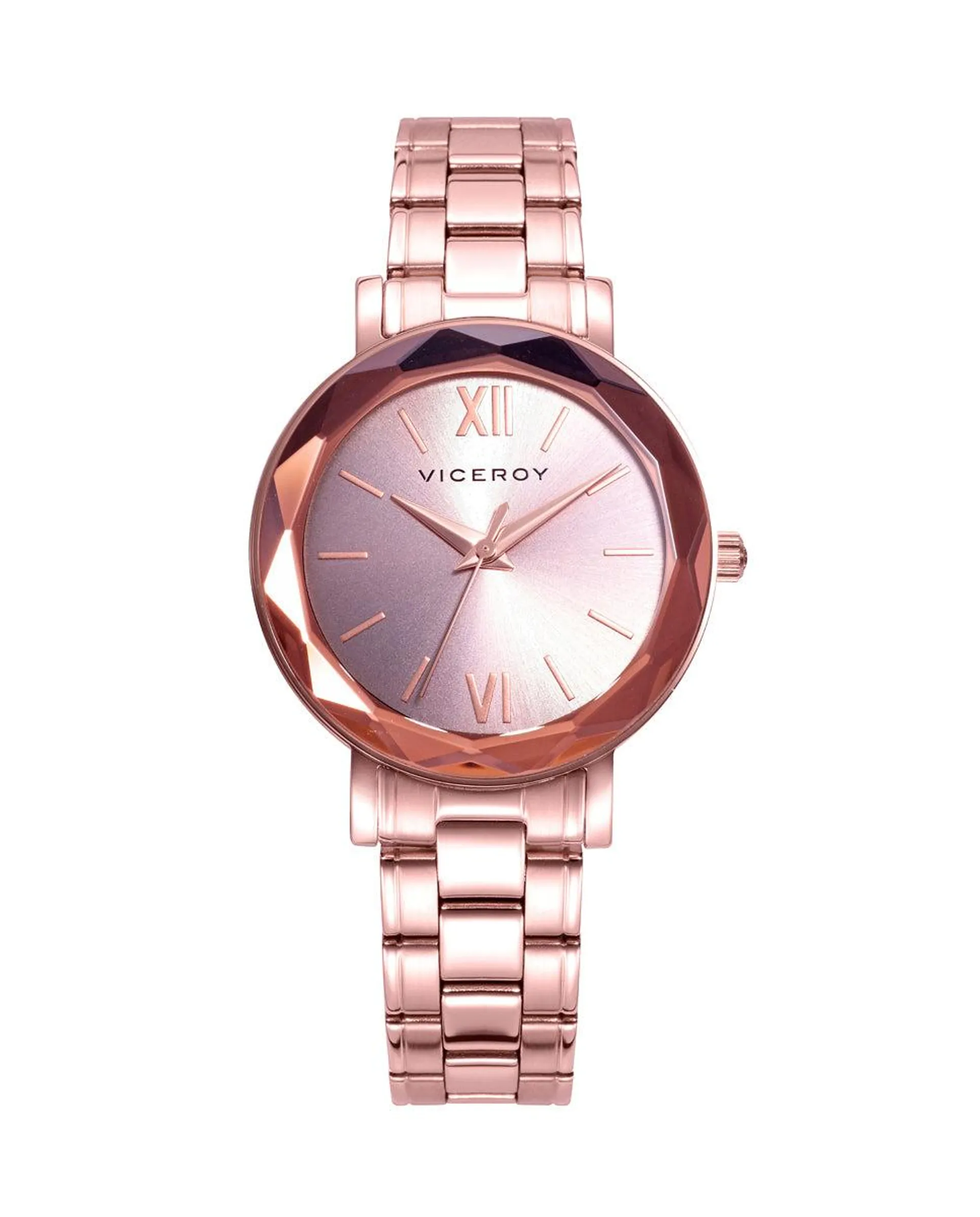 Reloj de mujer Chic con caja y brazalete de acero rosa