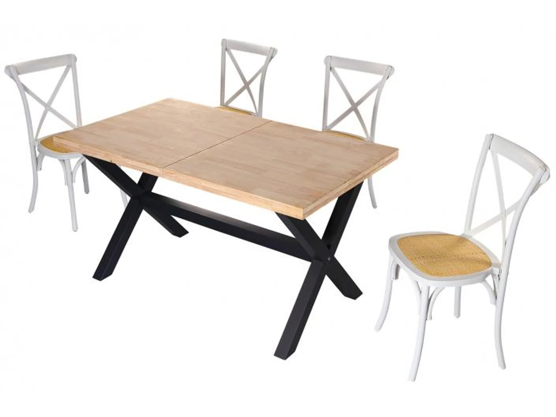 Mesa comedor extensible 140x 80 cm color roble nordish-negro