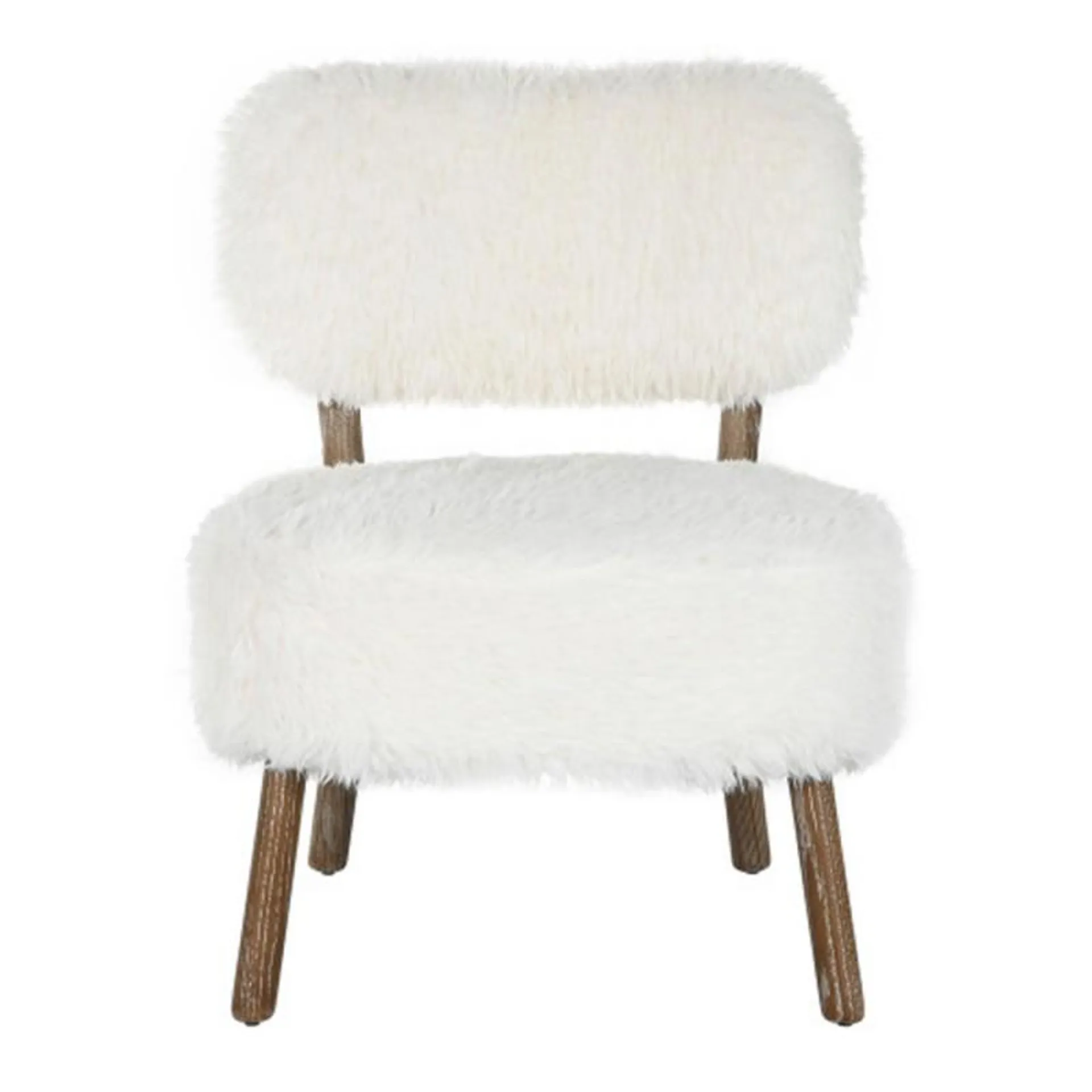 Off-white sheepskin armchair with ash legs