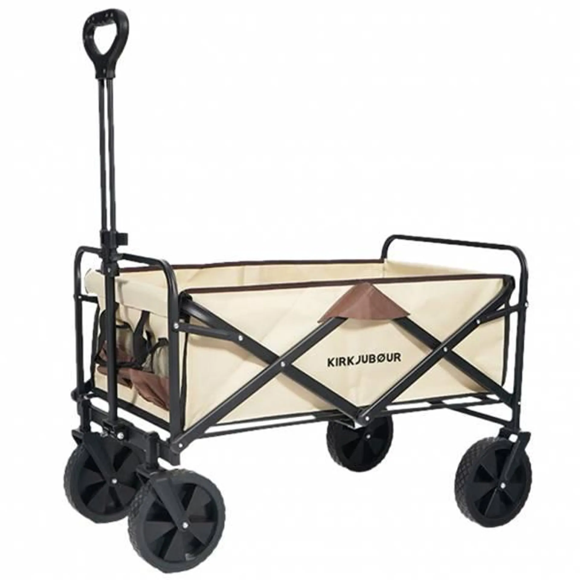 KIRKJUBØUR® "Edda" carrito de mano plegable marrón/beige