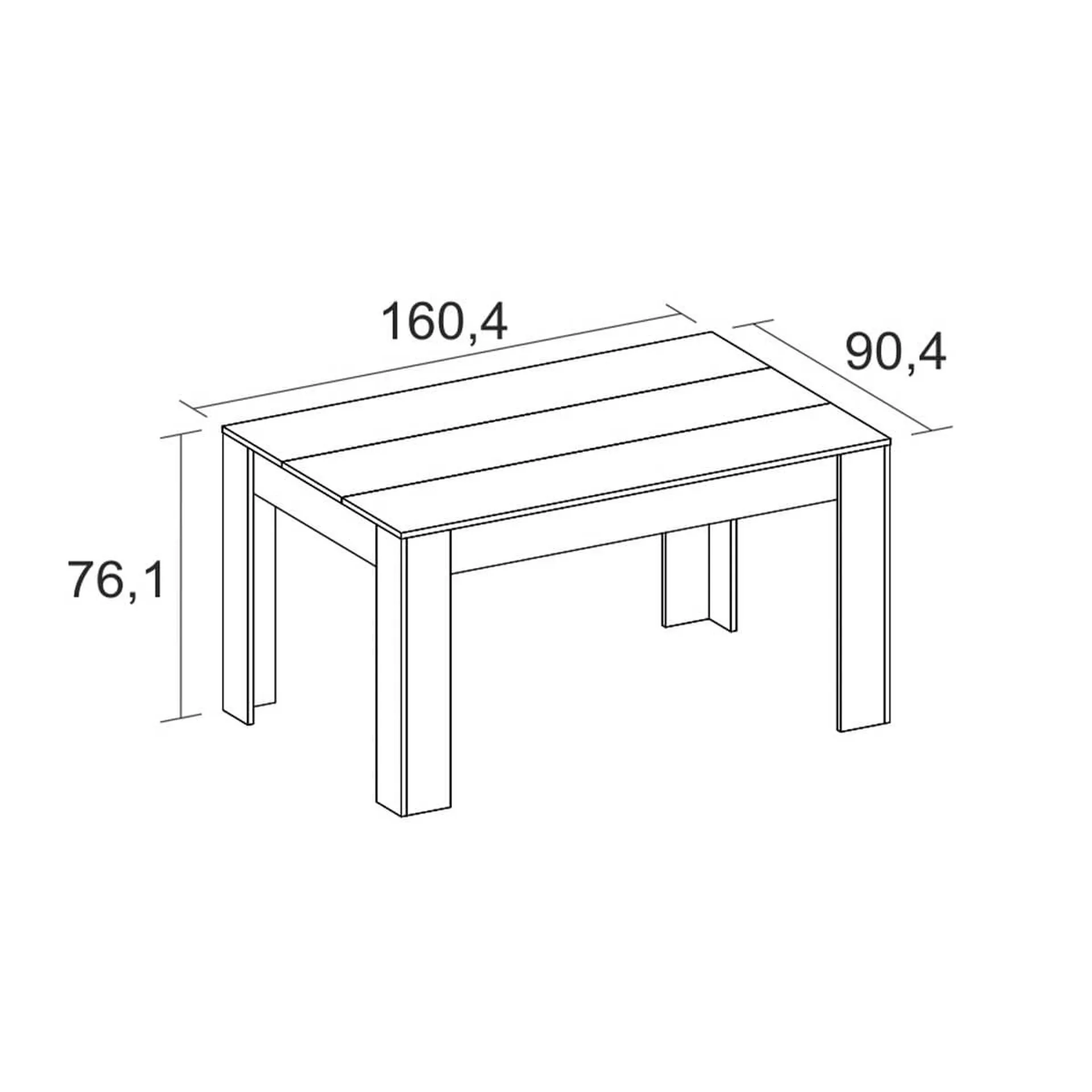 Mesa de comedor Bass rectangular 76,1x160,4x90,4 cm