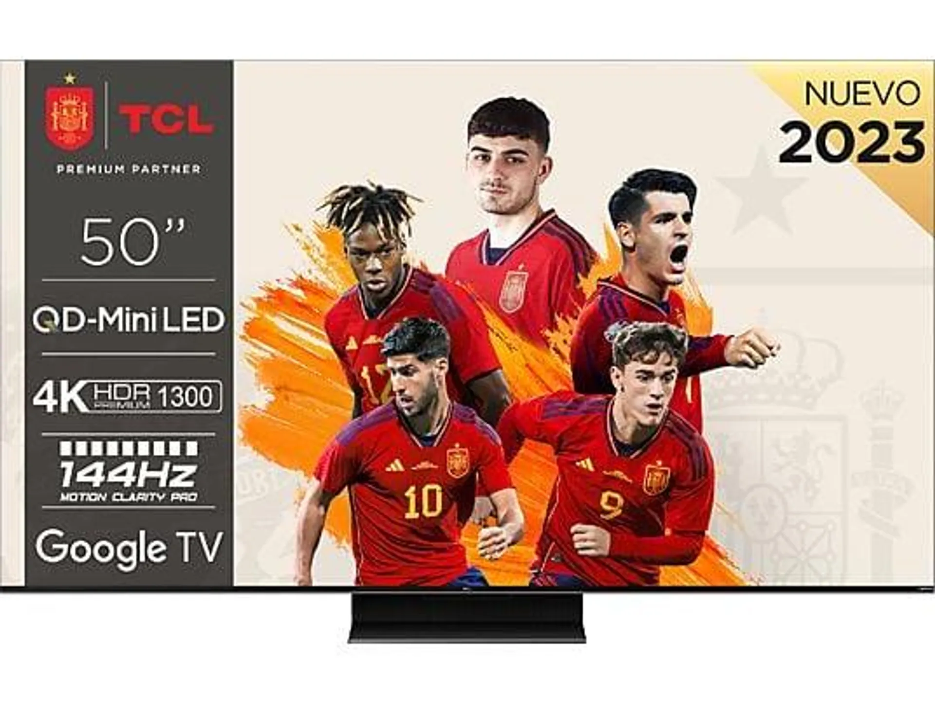 TV Mini LED 50" - TCL 50C805, QLED 4K, 144Hz Motion Clarity Pro, Dolby Atmos, Game Master Pro 2.0, Negro