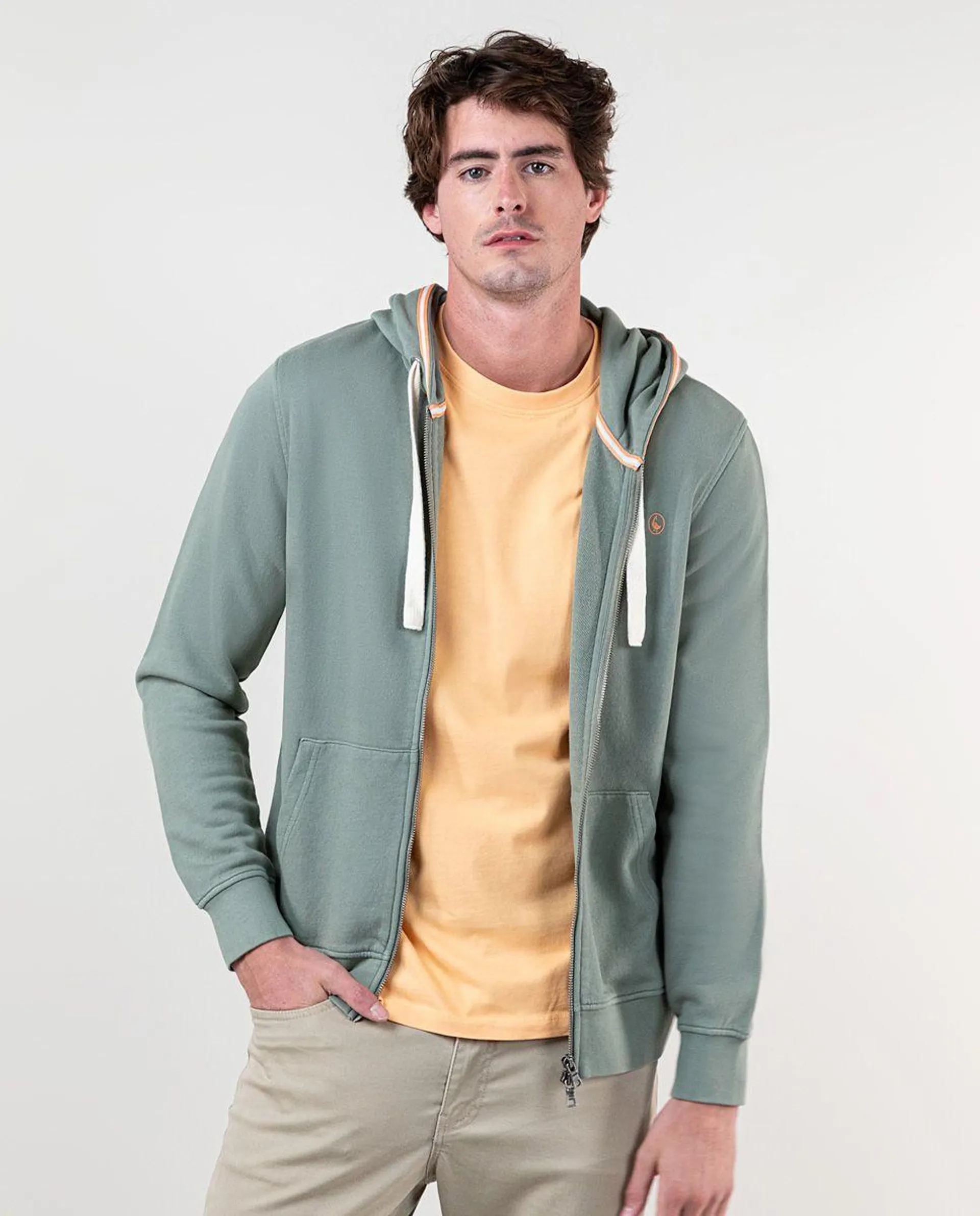 Sudadera Cremallera con Capucha Verde