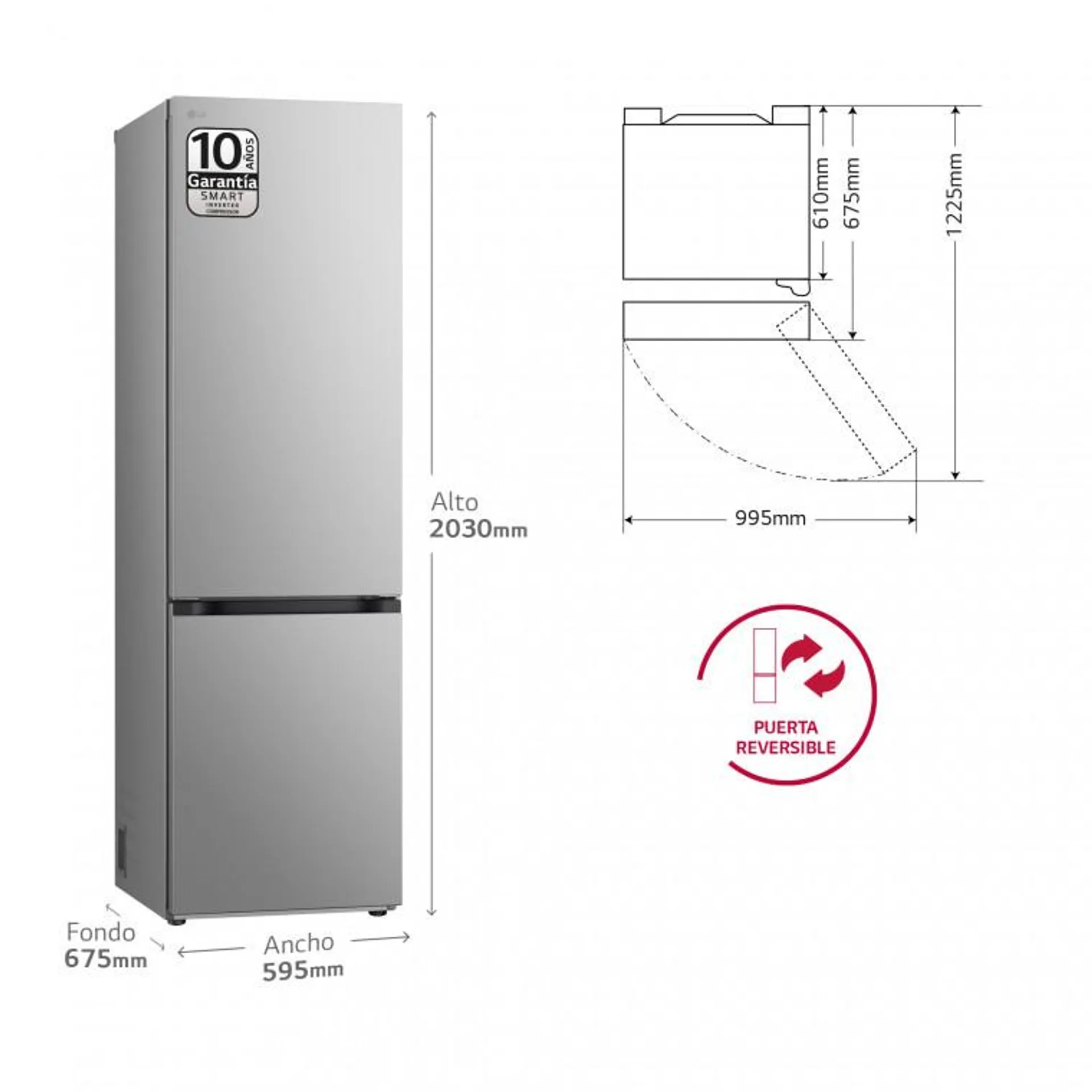 Outlet Frigorífico Combi Door Cooling+, 2m, Clasificación C, capacidad de 419l, Inox antihuellas, serie 500