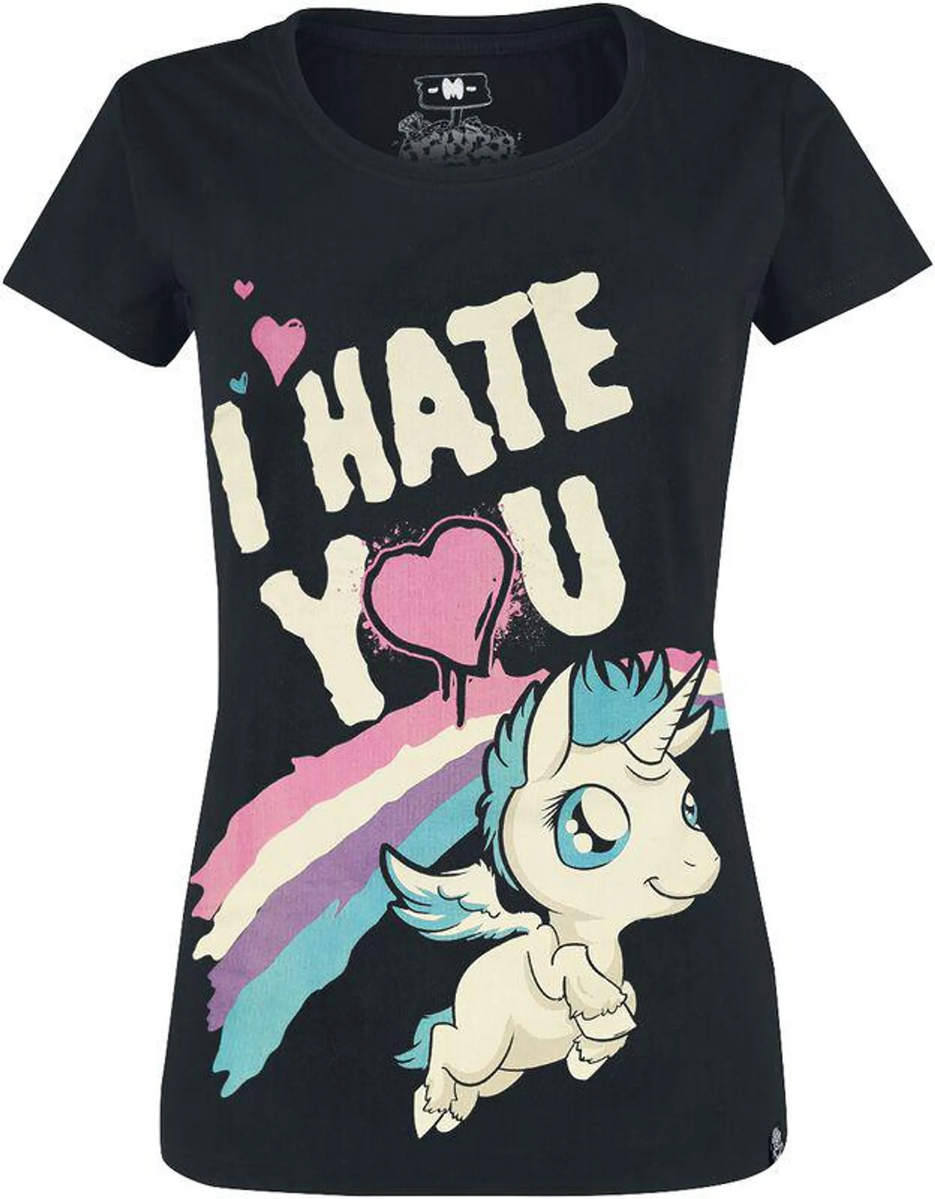 "I Hate You" Camiseta Negro de Unicornio