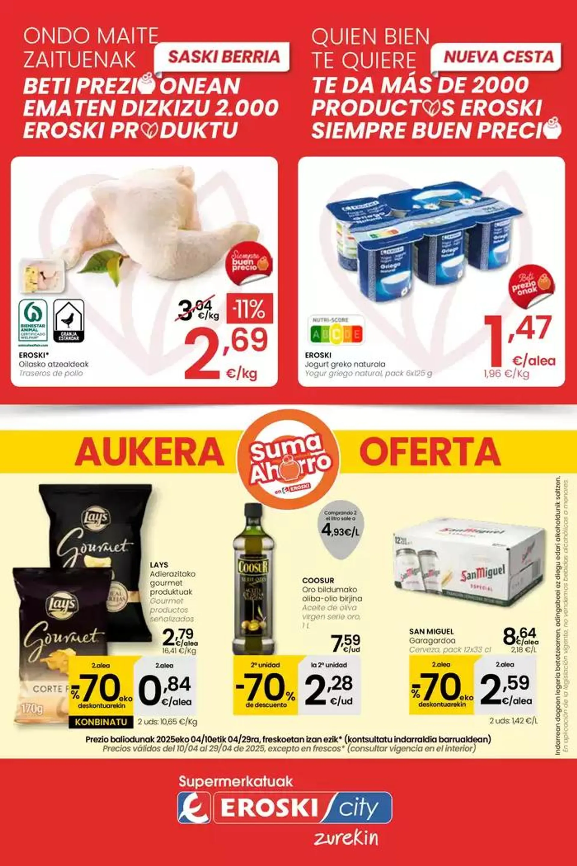 Catálogo de AUKERA OFERTA SUPERMERKATUAK EROSKI  10 de abril al 29 de abril 2025 - Página 1
