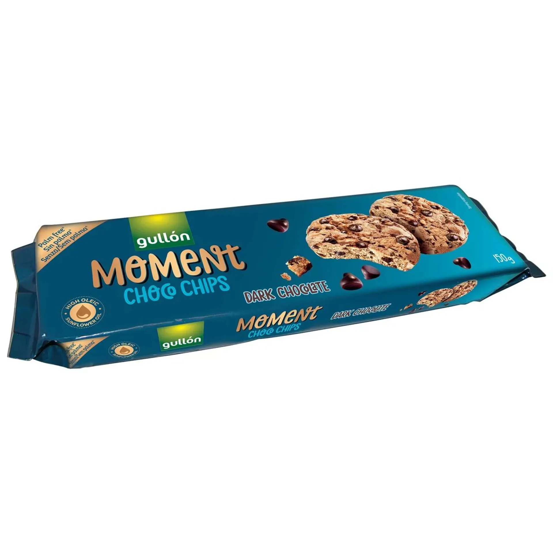 GULLÓN Moment Galletas con pepitas de chocolate negro 150 g.