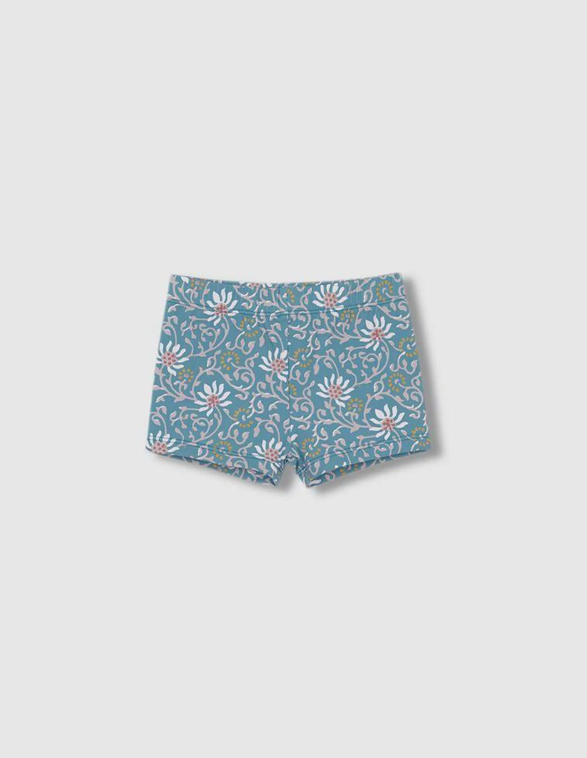 Traje de baño estampado flores azul claro