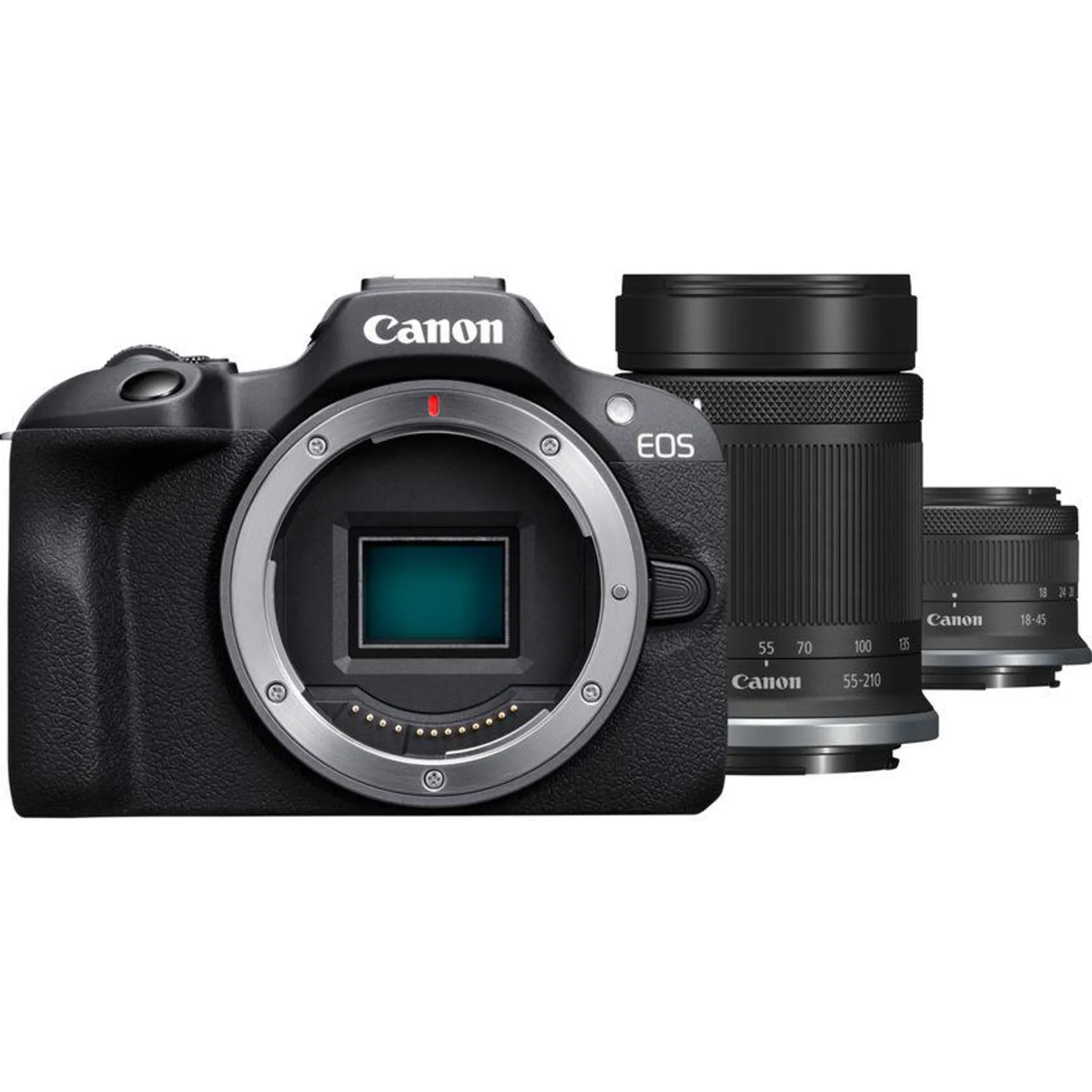 Cámara mirrorless Canon EOS R100 + Objetivo RF-S 18-45mm IS STM + Objetivo RF-S 55-210mm IS STM