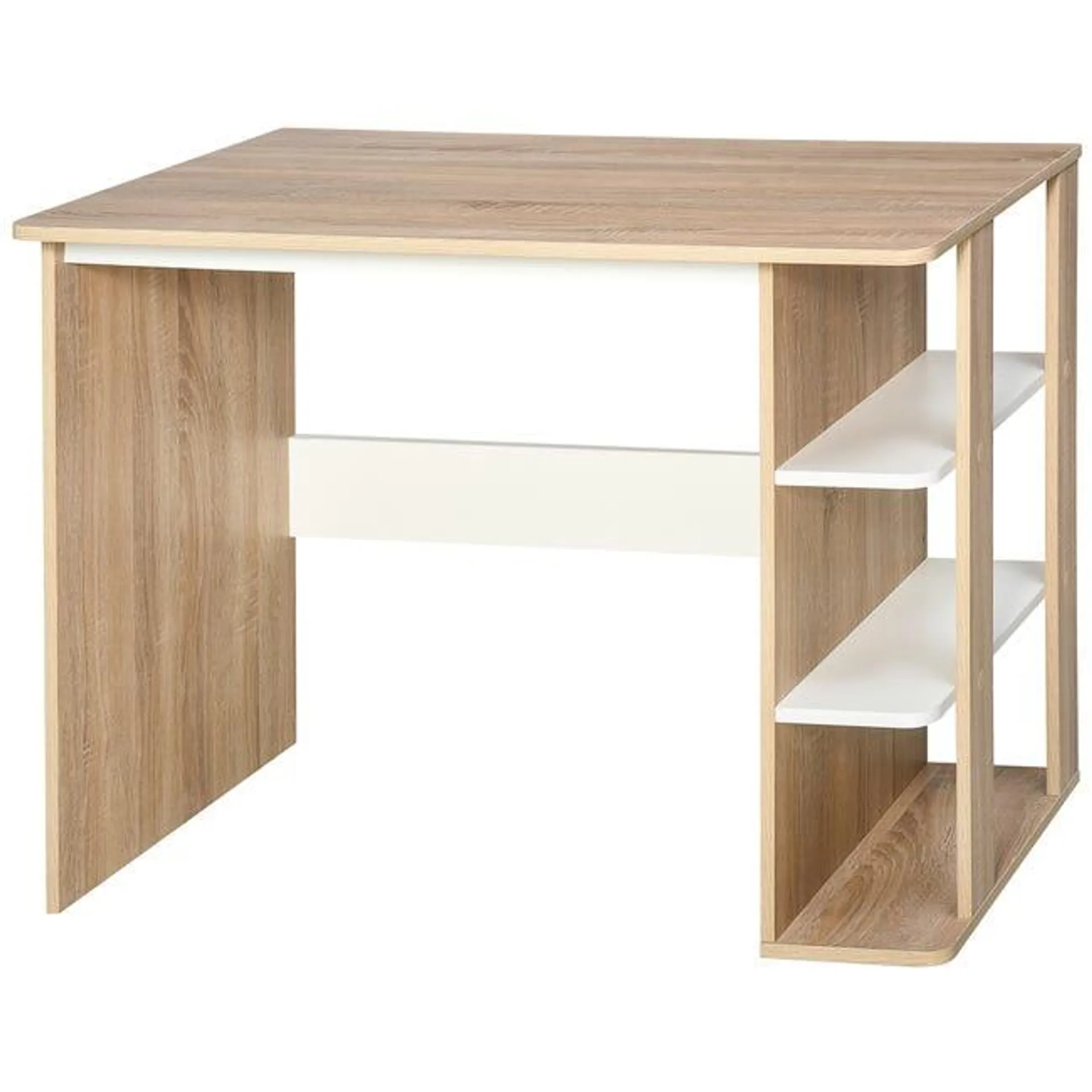 Mesa de escritorio Homcom roble 100x55x74 cm tablero de partículas_836-246