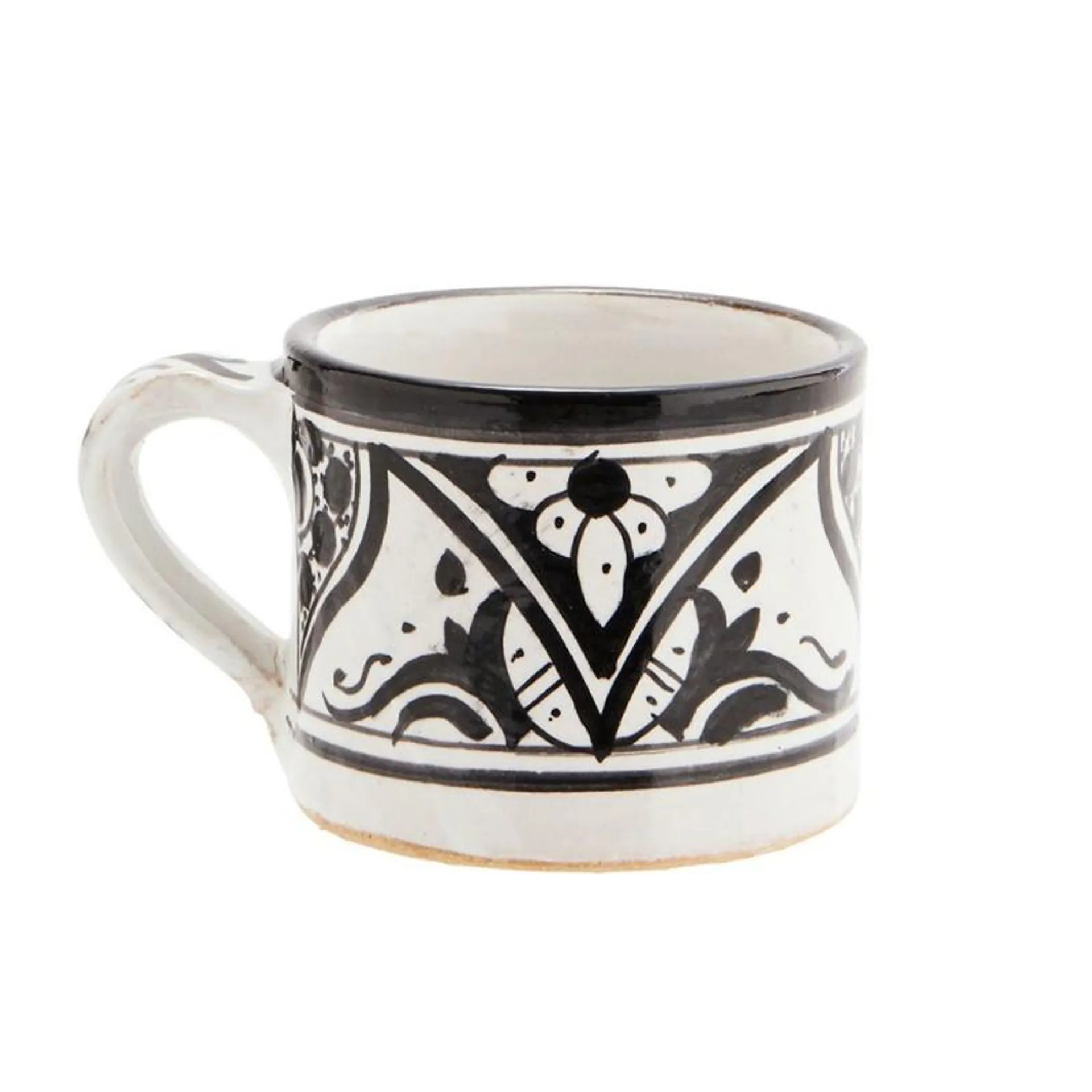 Black and white ceramic mug Hand