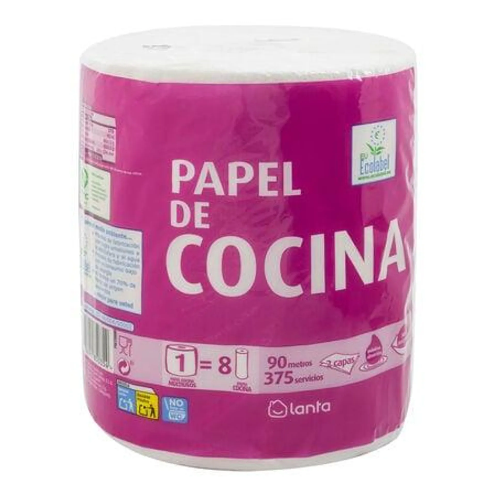 Papel de cocina en rollo Lanta 375 servicios multiusos