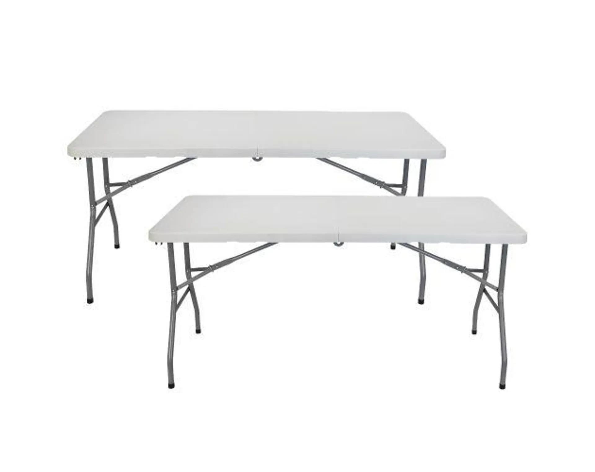 Pack 2 mesas plegables 150cm rectangular blanca catering thinia home