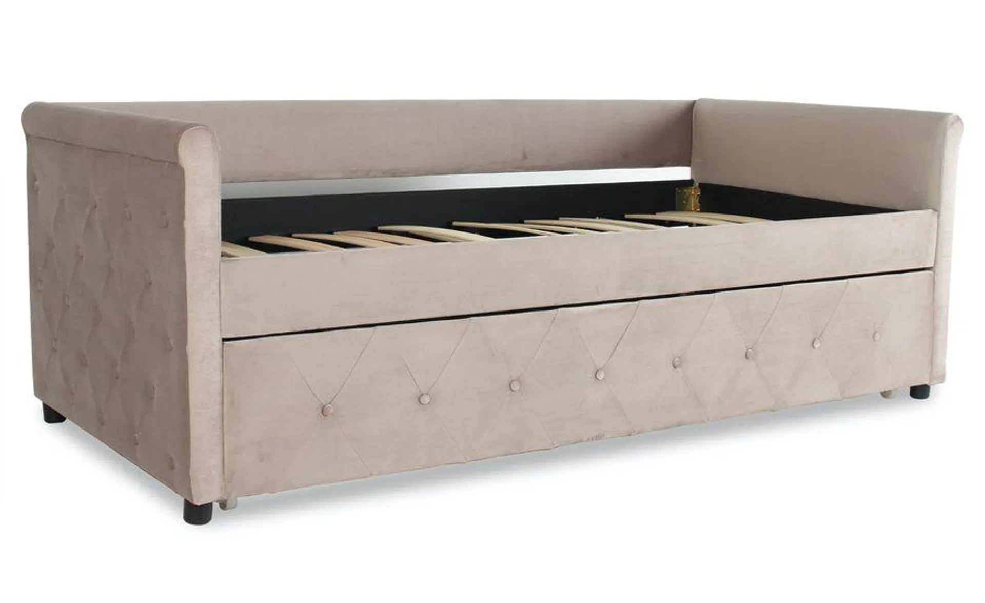 Cama nido individual Garry 90cm, terciopelo Taupe