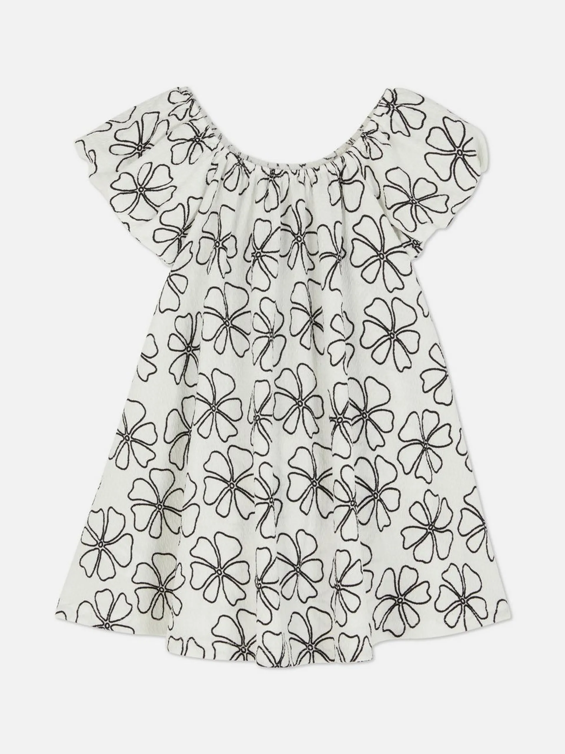 Vestido de manga abombada con estampado floral