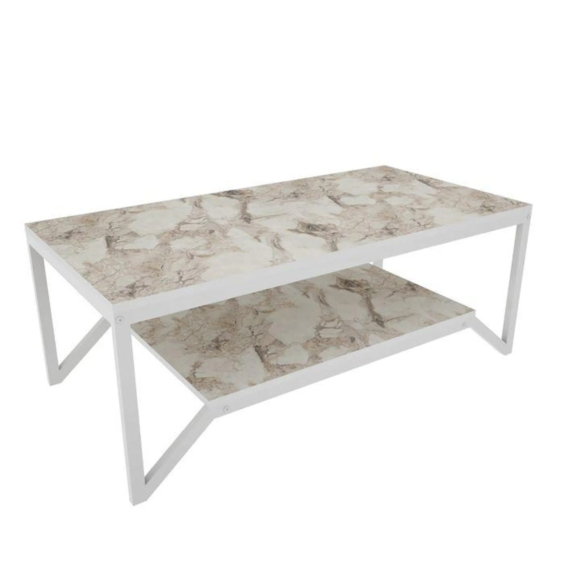 Mesa de centro Houyi 120cm Madera Efecto mármol blanco