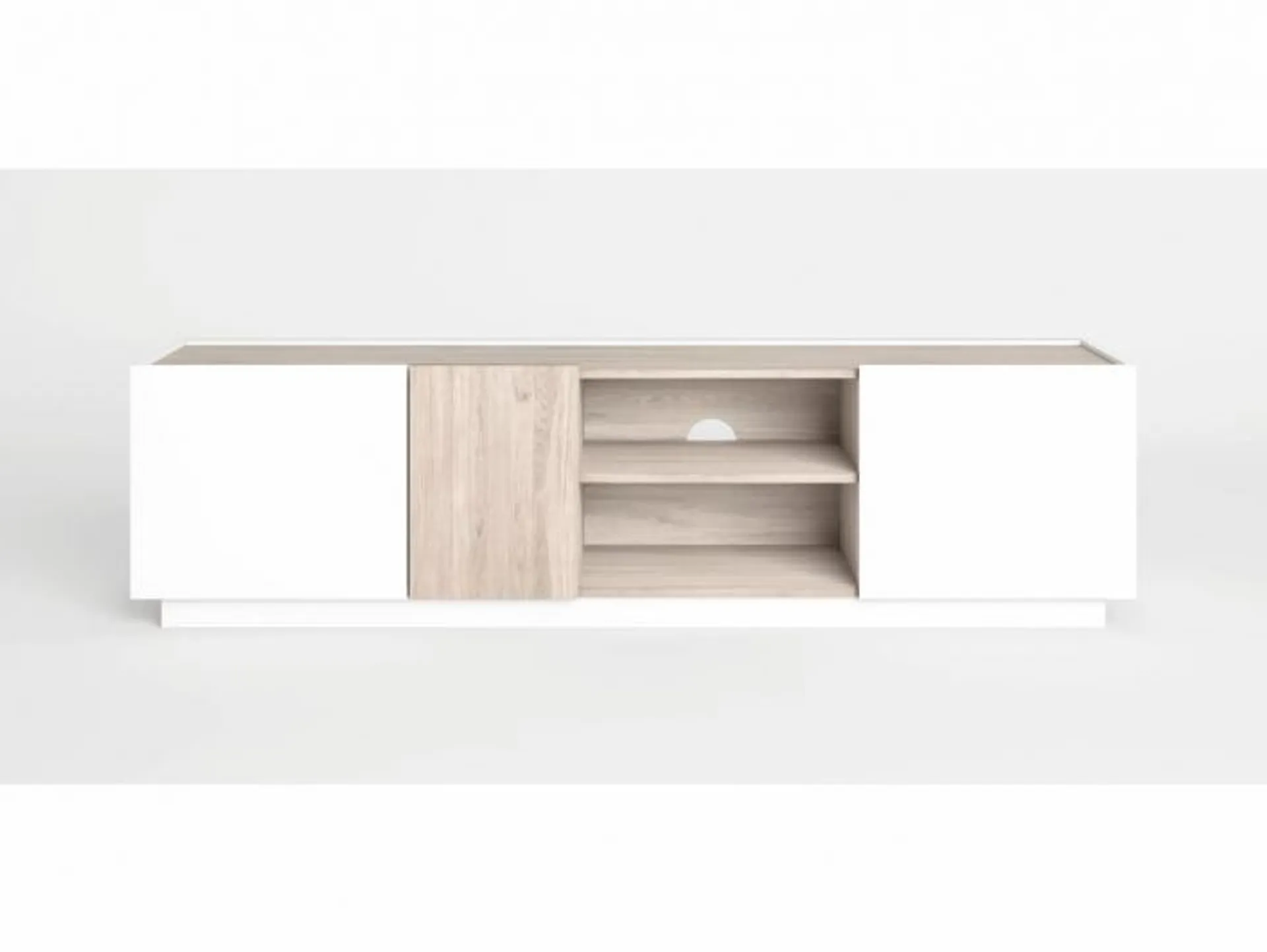 Mueble Tv con puertas y huecos color blanco-sahara