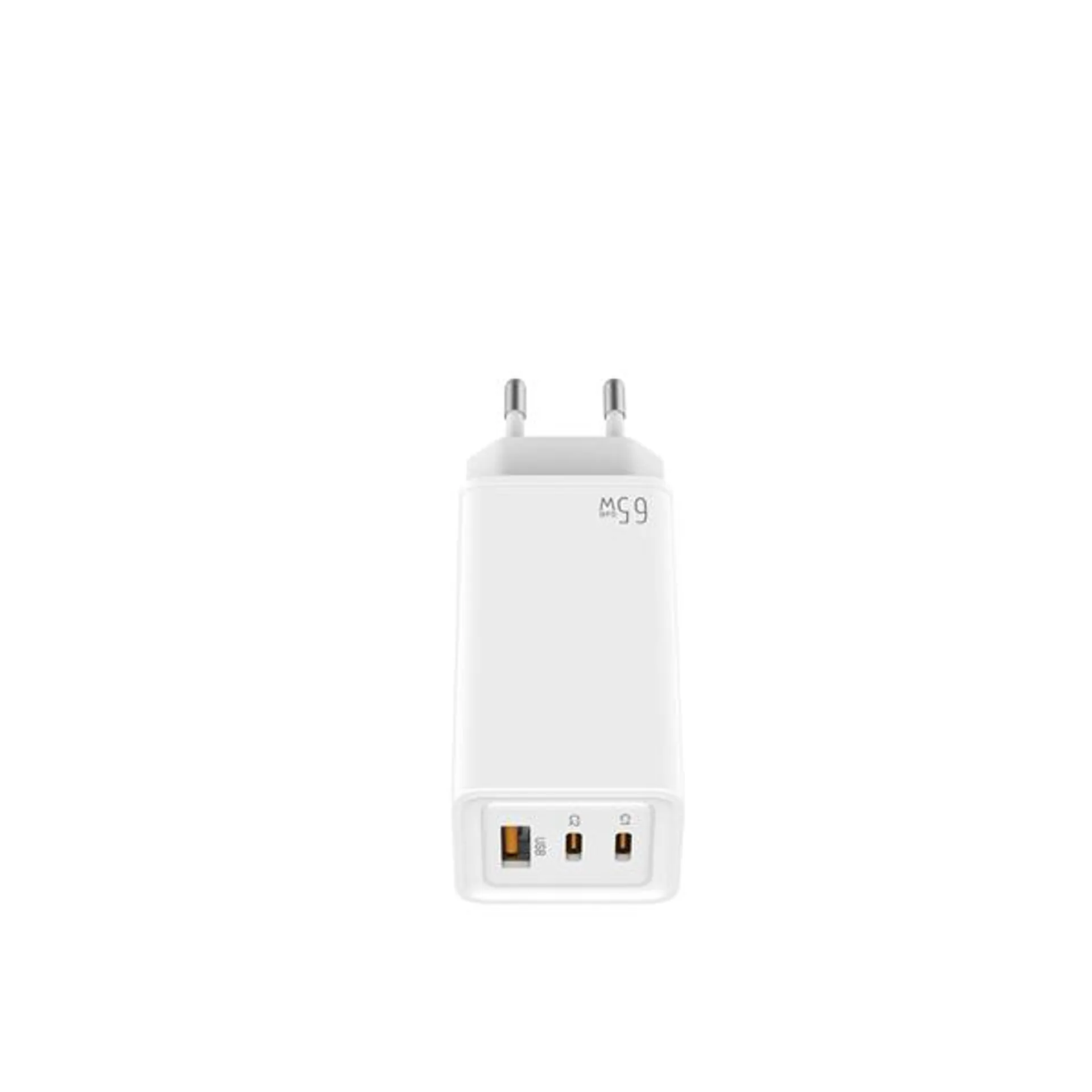 LEOTEC CARGADOR 65W GAN CARGA RAPIDA 2 USB TIPO-C PD 1 USB-A BLANCO