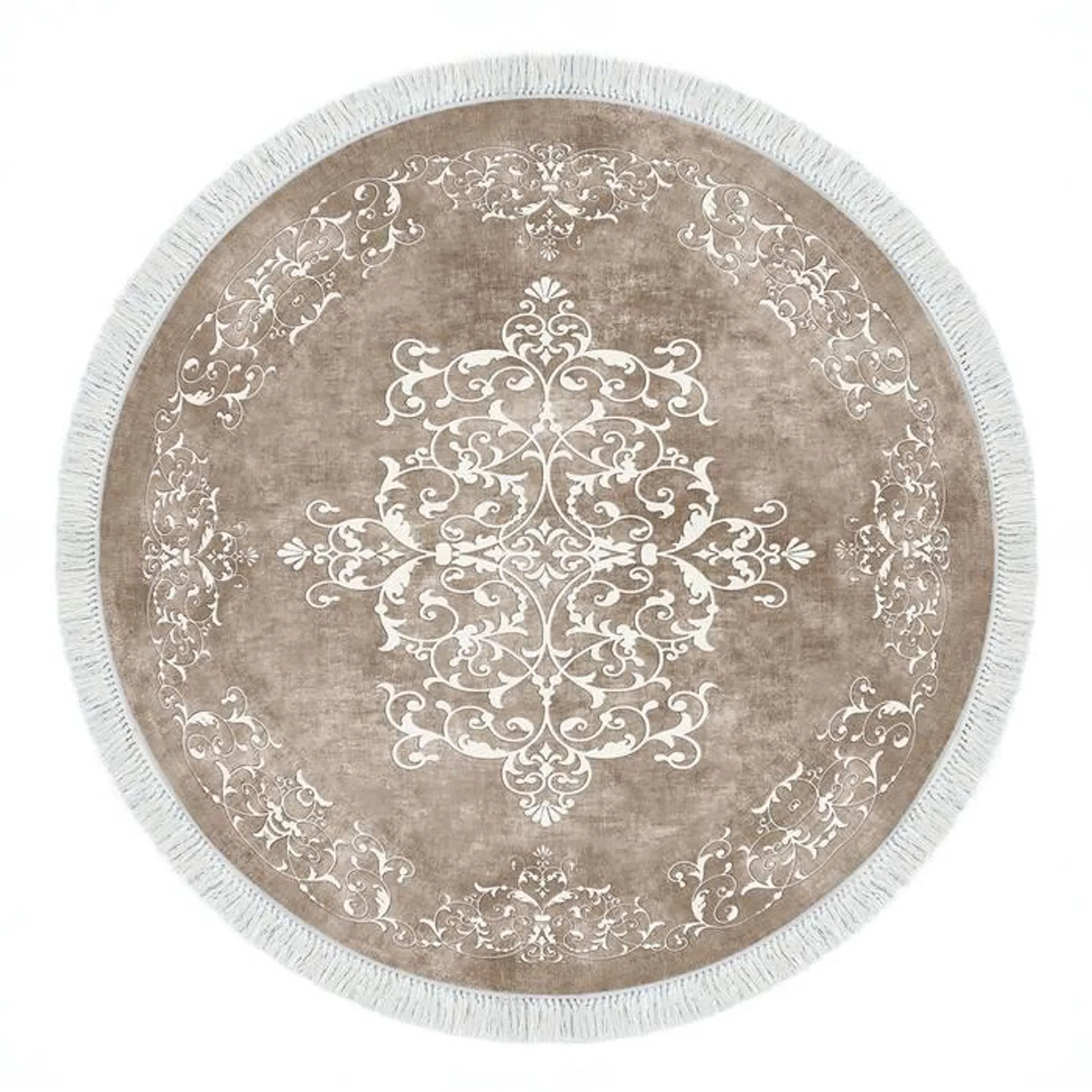 Alfombra redonda Hectore D100cm Patrón victoriano Beige