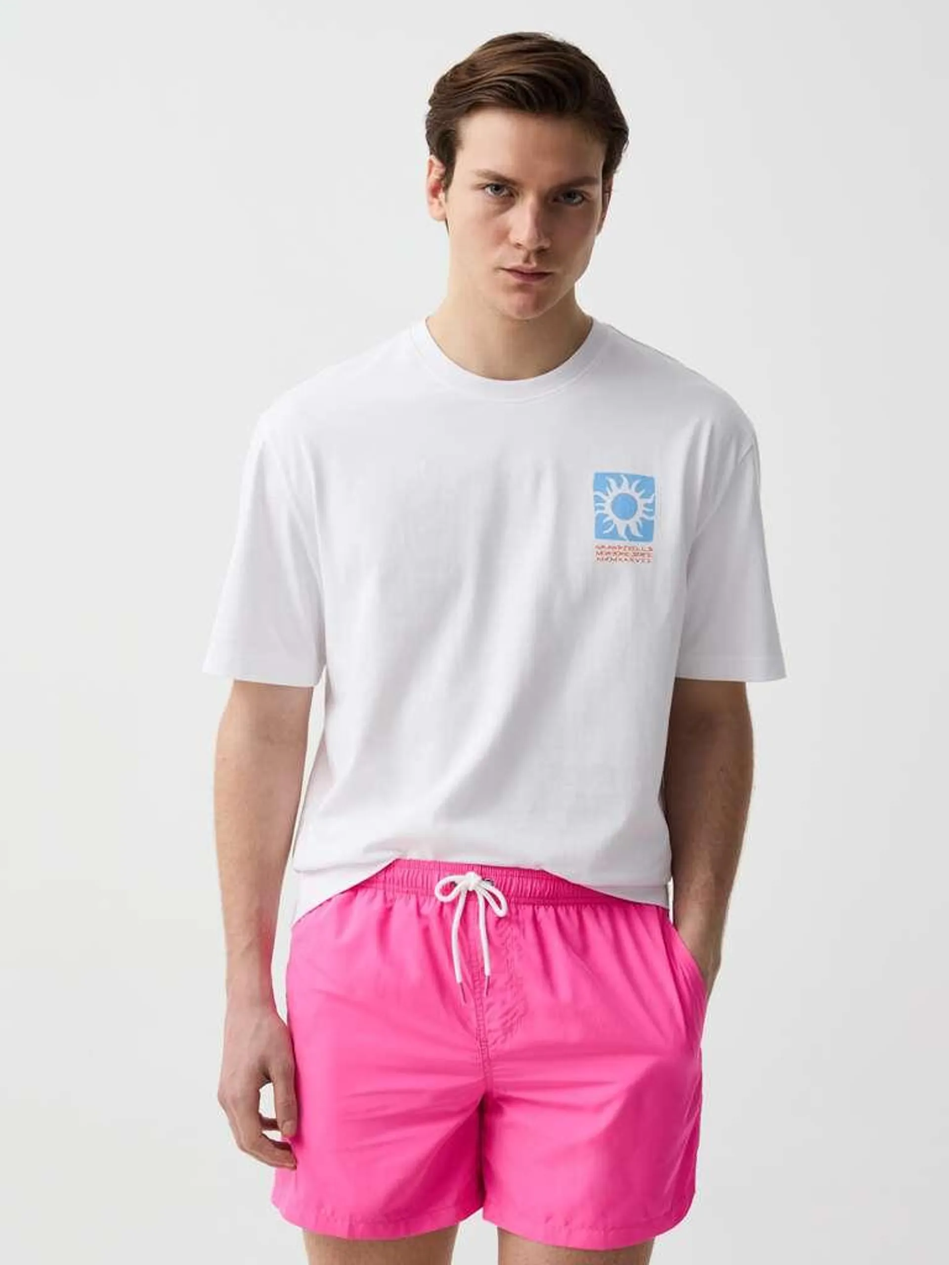 Neon Pink Solid colour swimming trunks