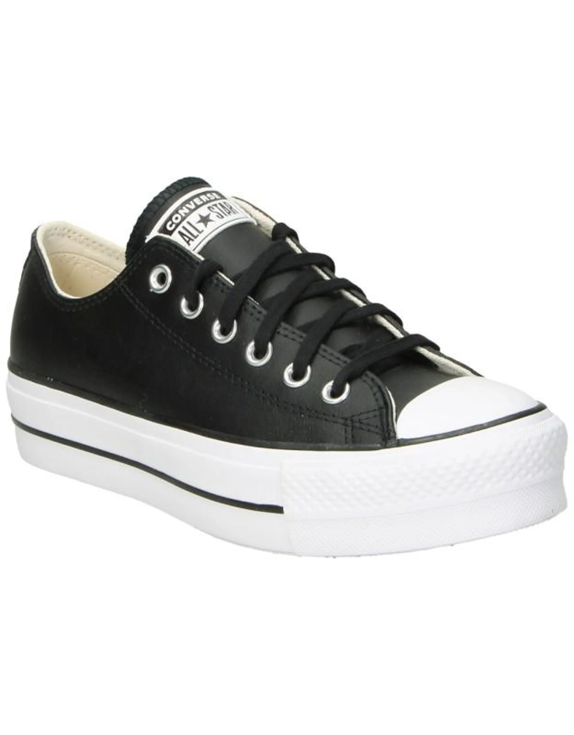 Zapatillas negras bajas de piel con plataforma Converse All Star