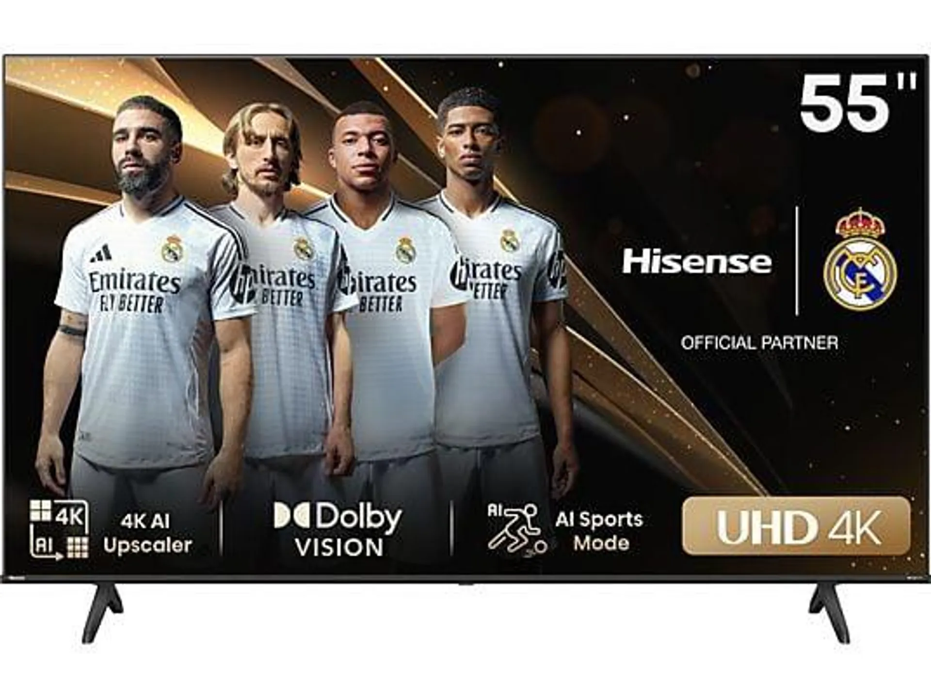 TV LED 55" - Hisense 55A6N, UHD 4K, Smart TV, HDR 10+, Dolby Vision, Control por Voz, Modo Juego, IA, Negro