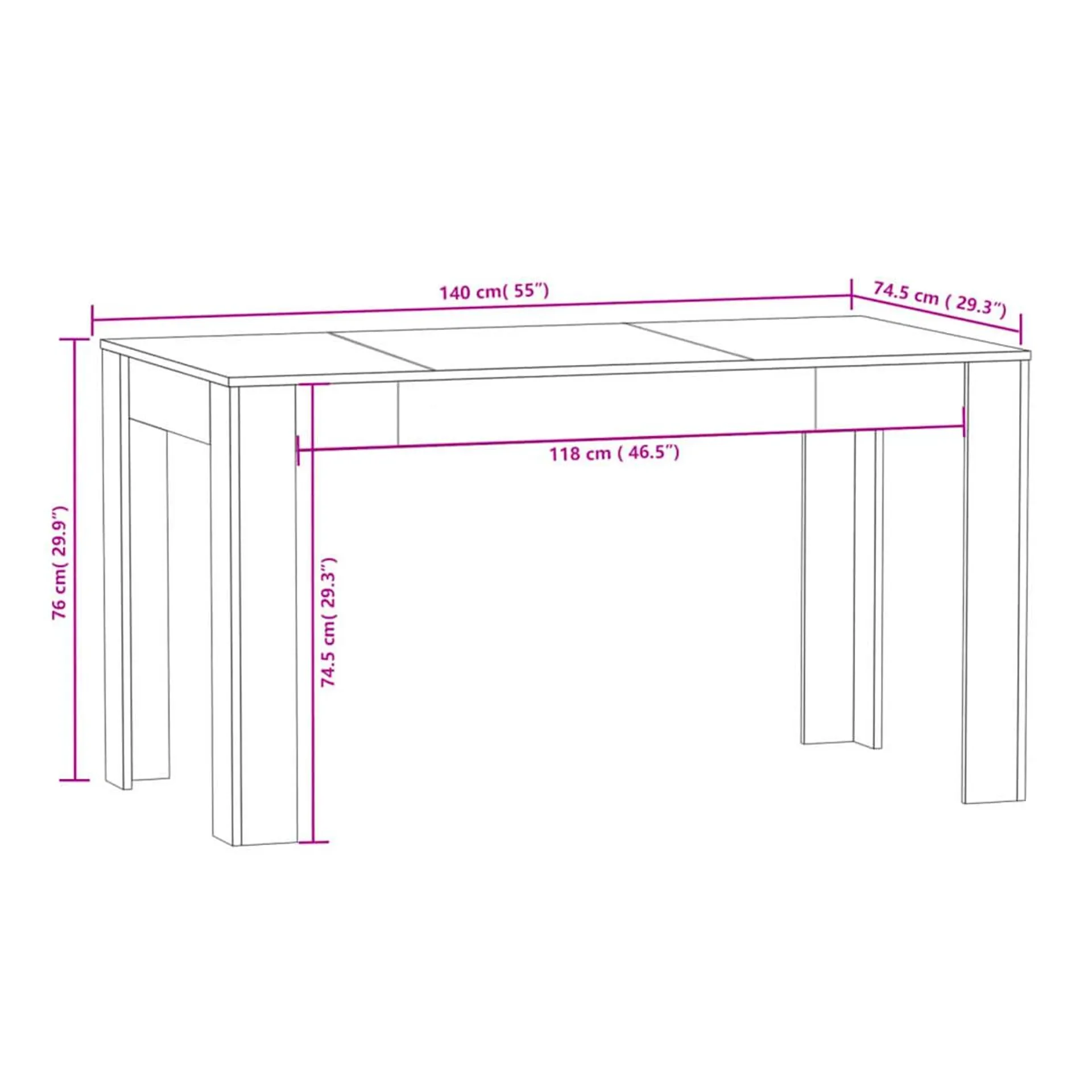 Mesa de comedor fija Cora 76x140x74,5 cm