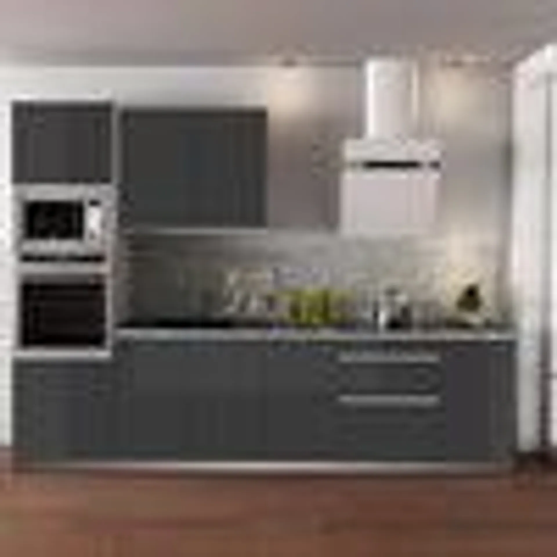 Cocina en kit Mikonos antracita br 300 cm con 1 módulo alto + 4 módulos bajos