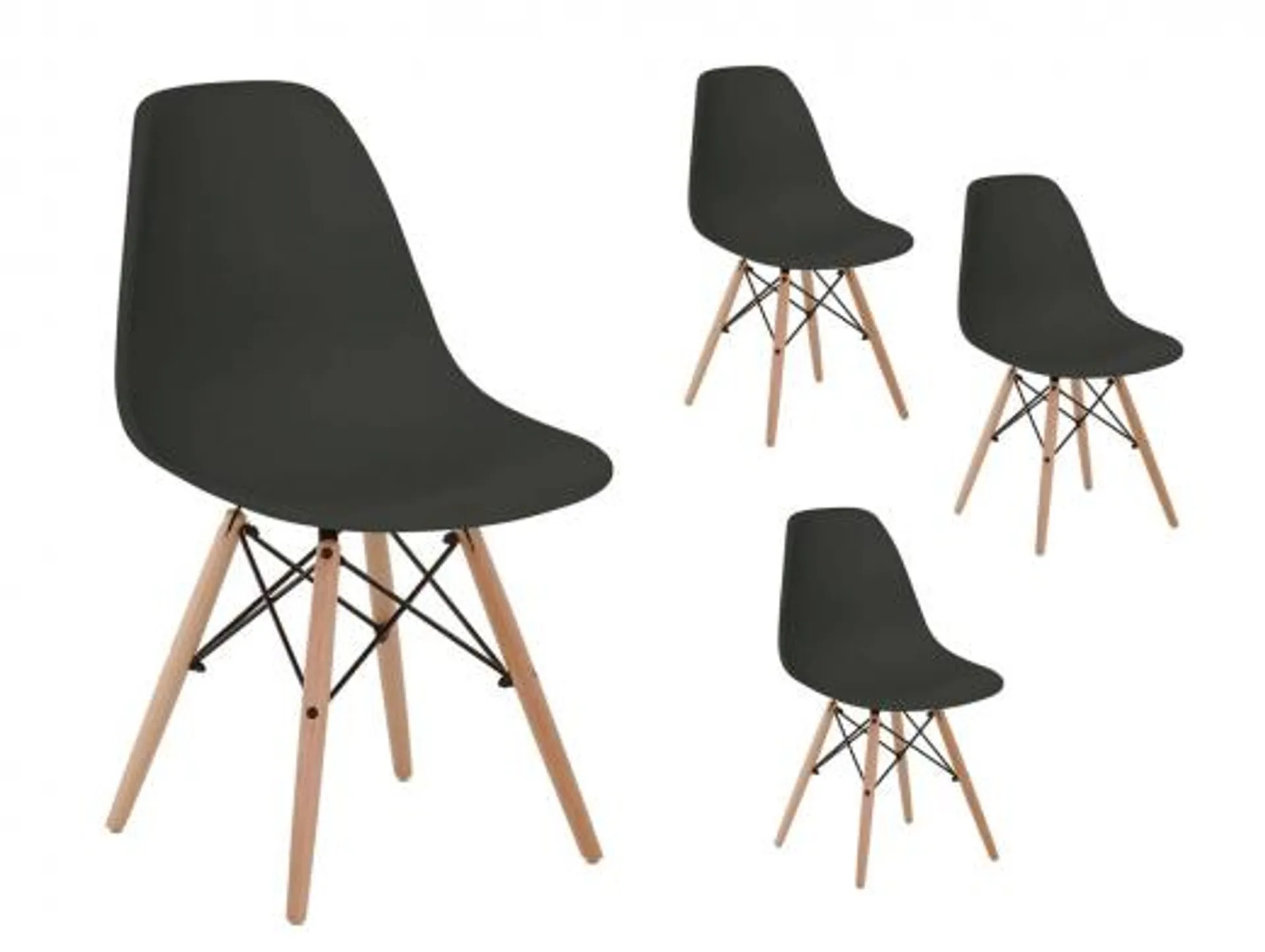 Pack 4 sillas comedor pata nórdica color negro
