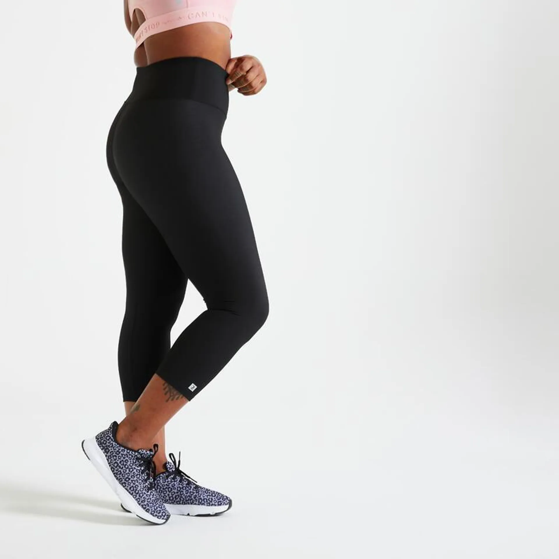 Leggings mallas fitness 7/8 cortos Mujer negro