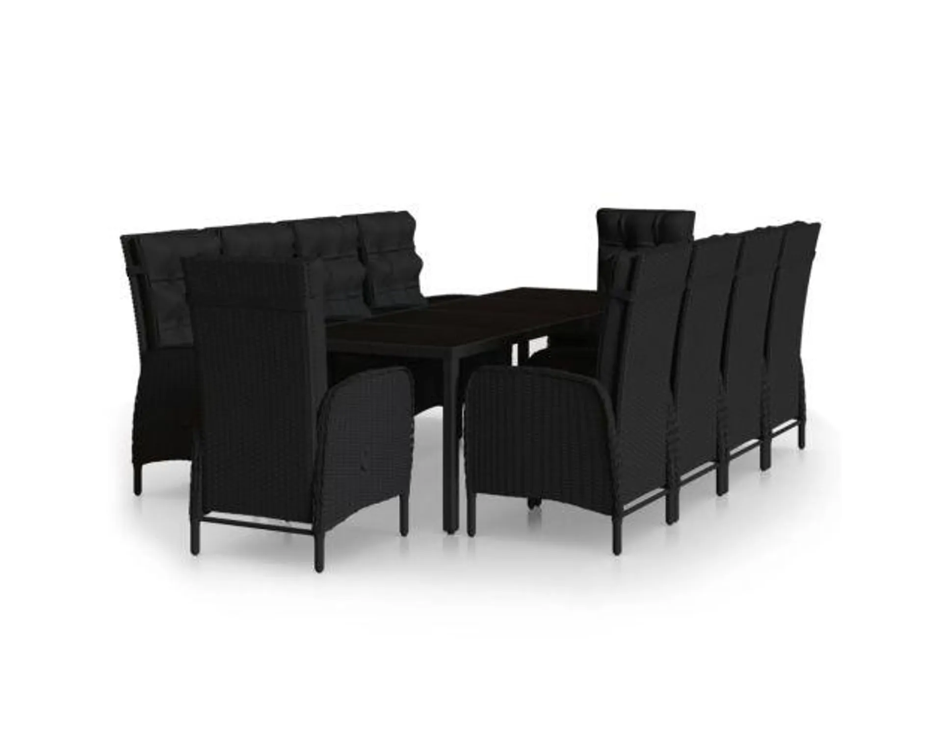 vidaXL set de comedor de jardín 11 piezas ratán sintético negro