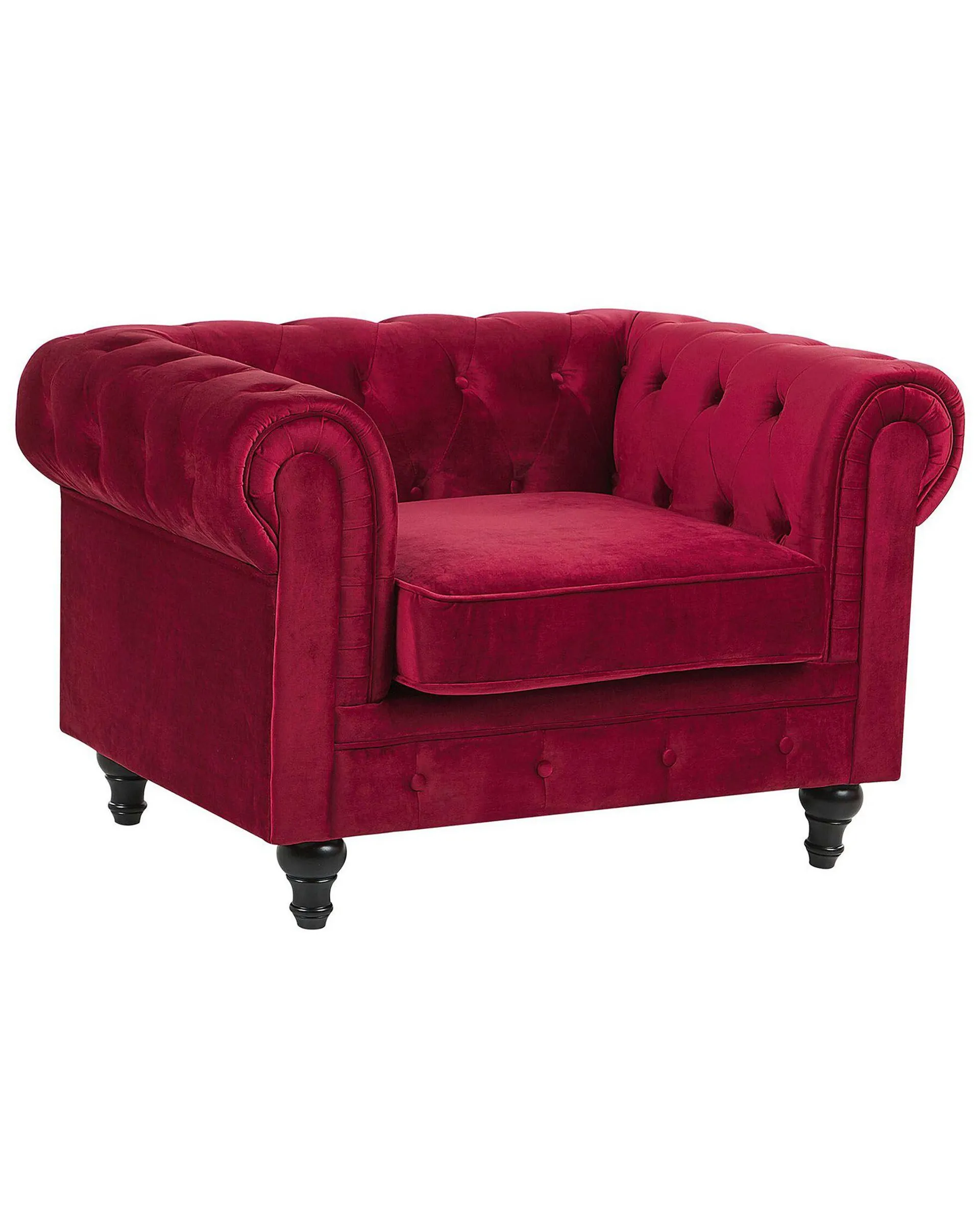 Sillón CHESTERFIELD Terciopelo Rojo oscuro