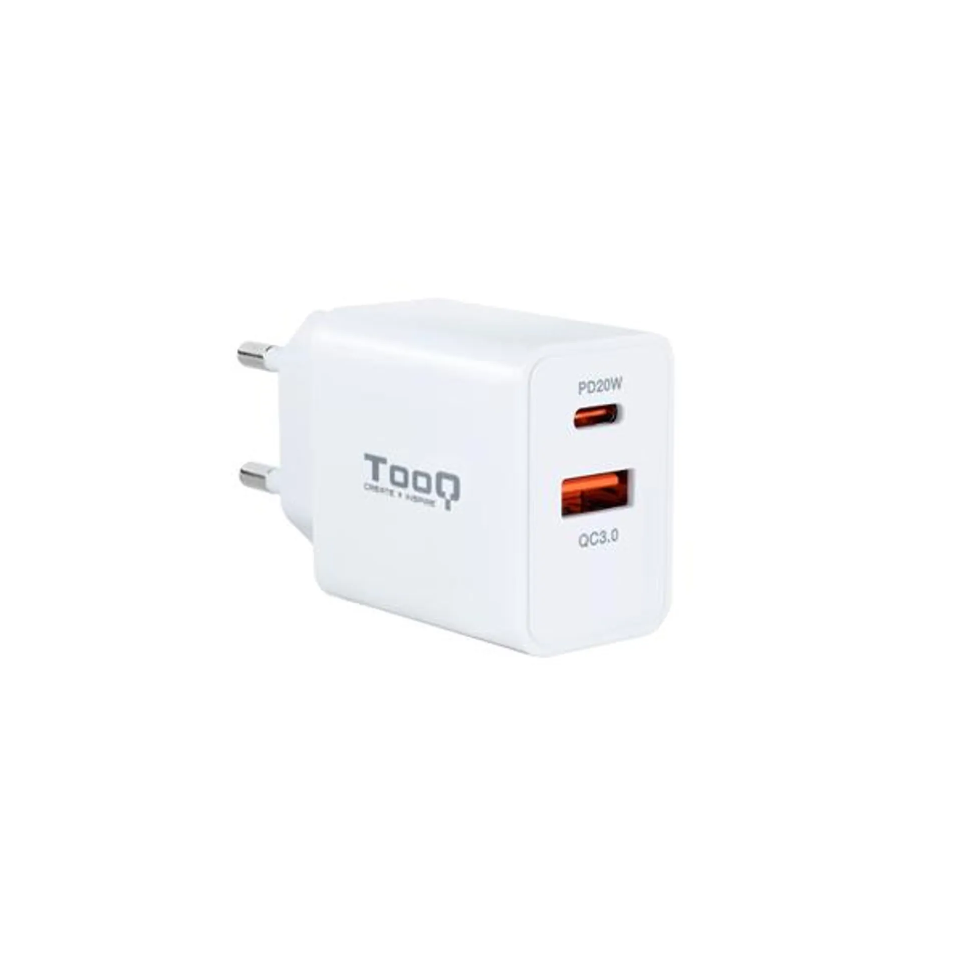 CARGADOR PARED TOOQ TQWC-2SC04WT 20W USB-C-USB-A BLANCO