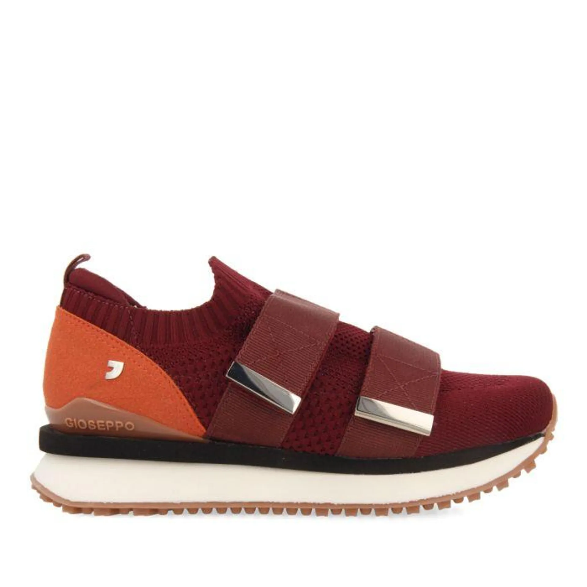 Nospelt women's burgundy sock-style sneakers with adjustable straps