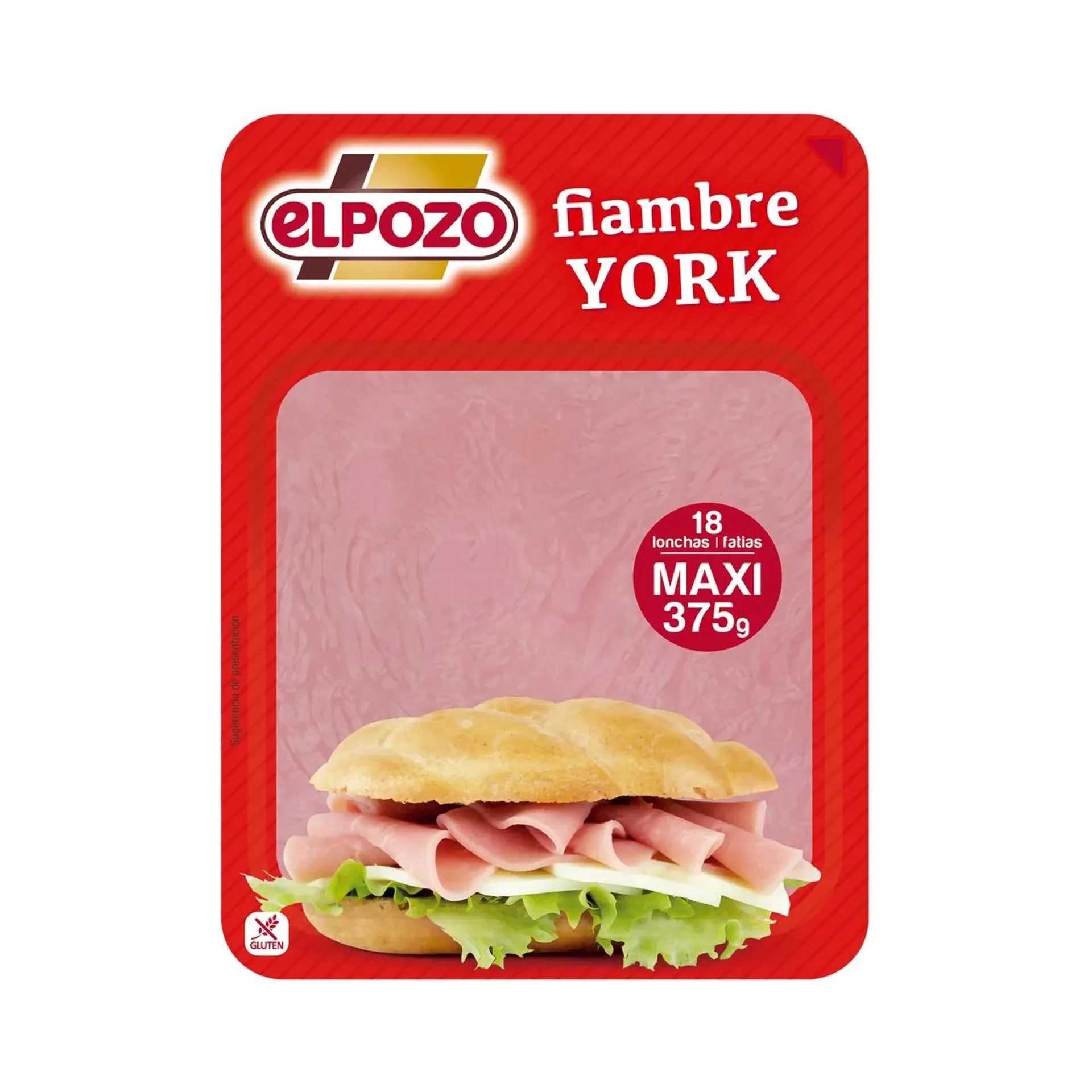 EL POZO Fiambre York loncha especial para sándwich, elaborado sin gluten EL POZO 300 g.