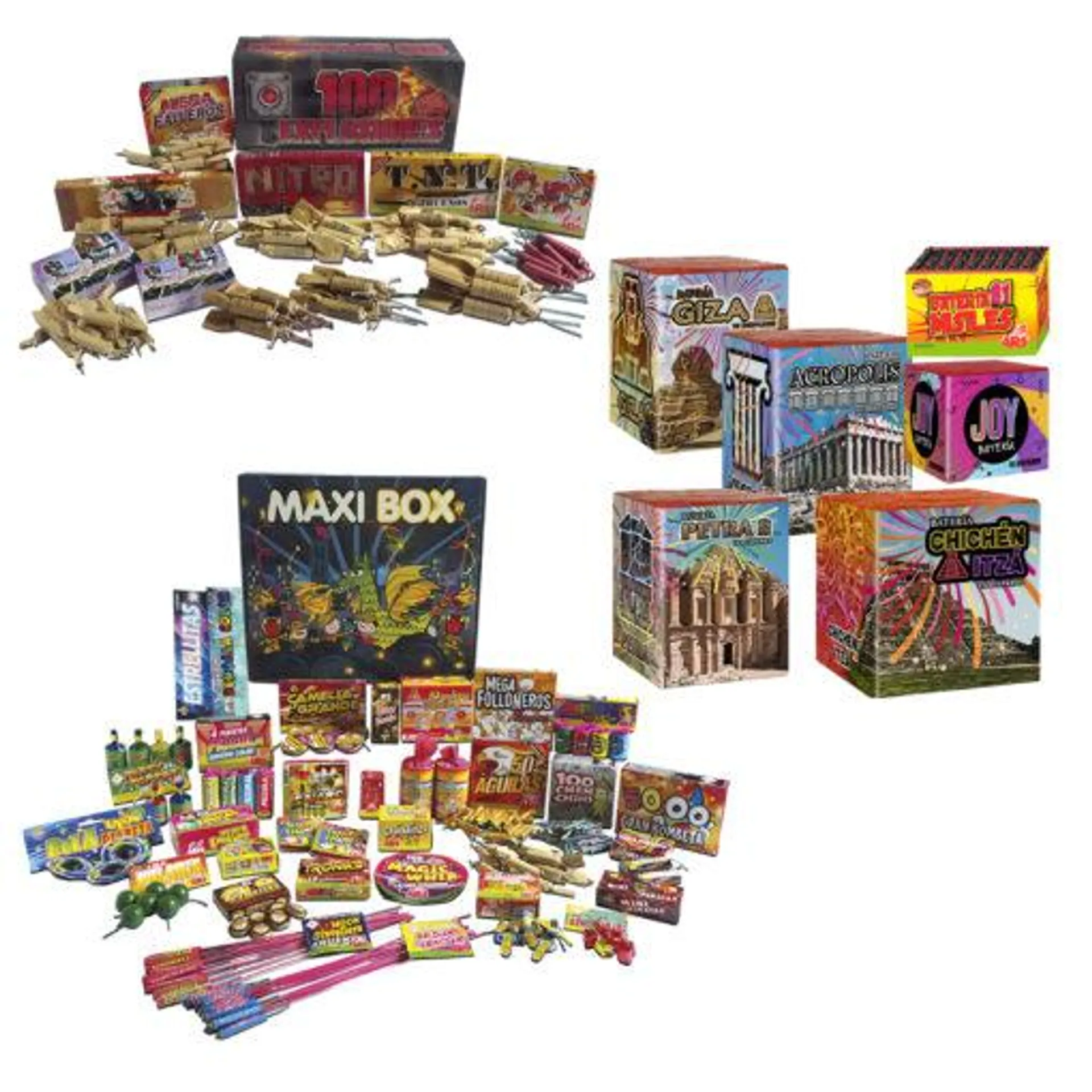 PACK AHORRO 100 EXPLOSIONES + 6 BATERIAS + MAXI BOX